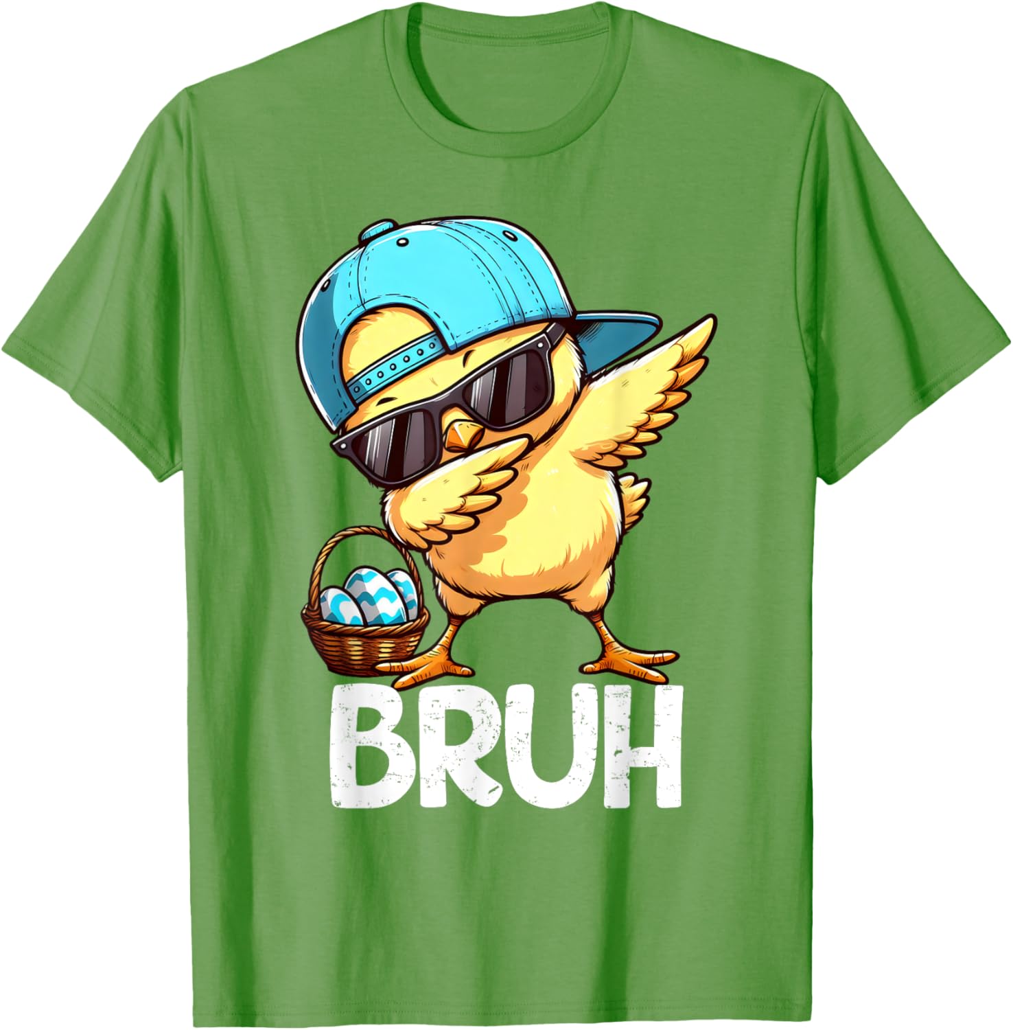 Bruh Dabbing Chick Eggs Basket Funny Easter Day Boys Kids T-Shirt