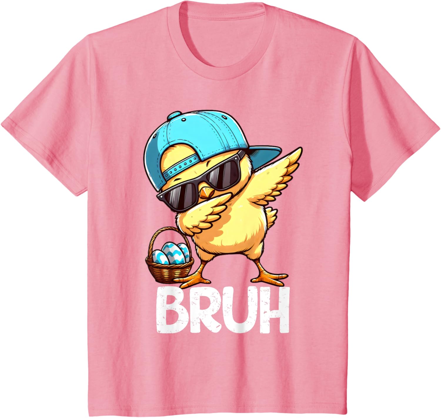 Bruh Dabbing Chick Eggs Basket Funny Easter Day Boys Kids T-Shirt