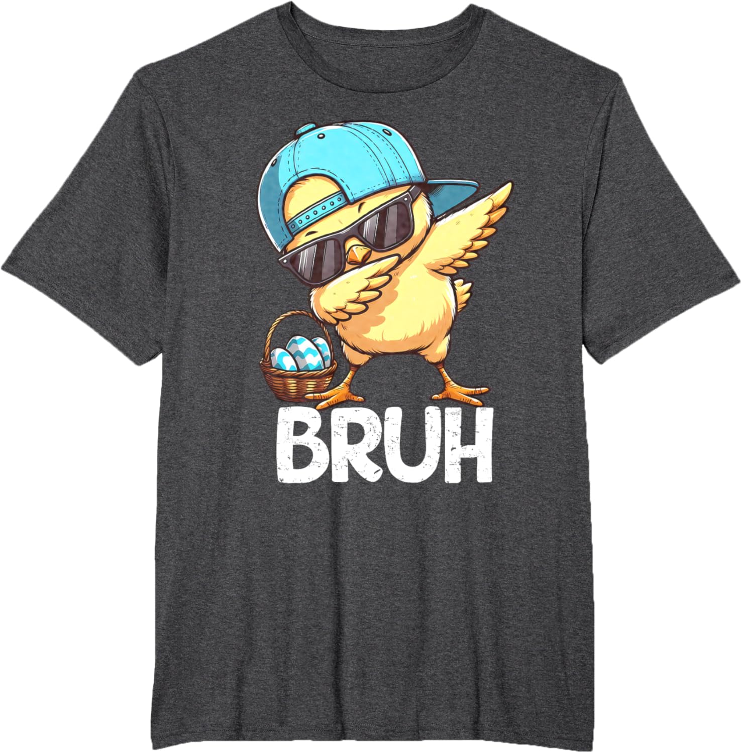 Bruh Dabbing Chick Eggs Basket Funny Easter Day Boys Kids T-Shirt