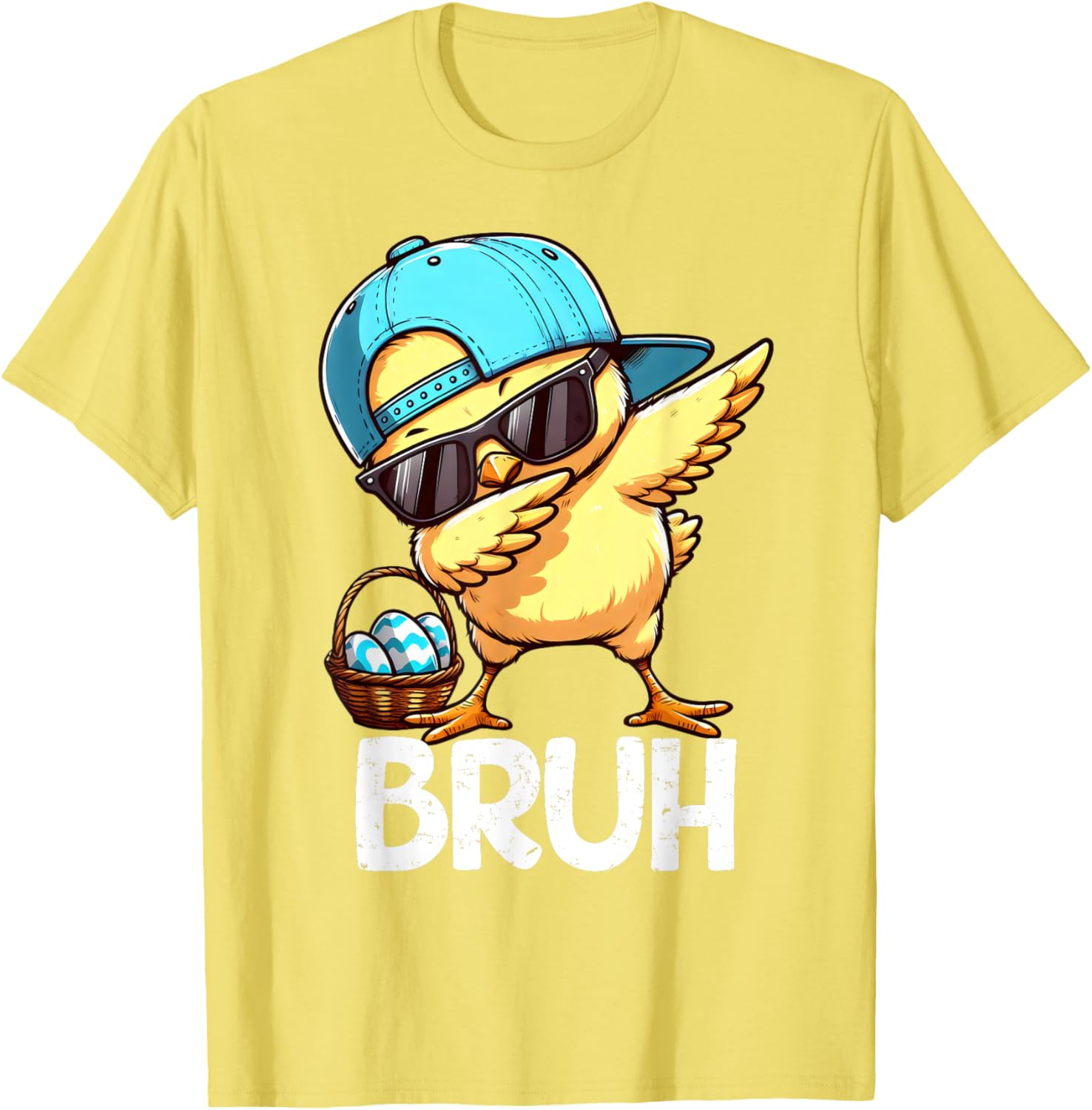 Bruh Dabbing Chick Eggs Basket Funny Easter Day Boys Kids T-Shirt