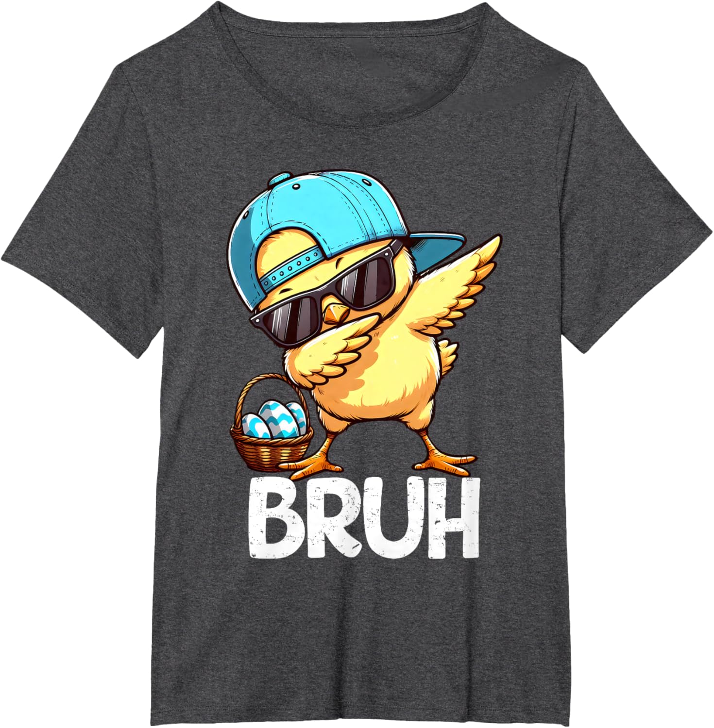 Bruh Dabbing Chick Eggs Basket Funny Easter Day Boys Kids T-Shirt