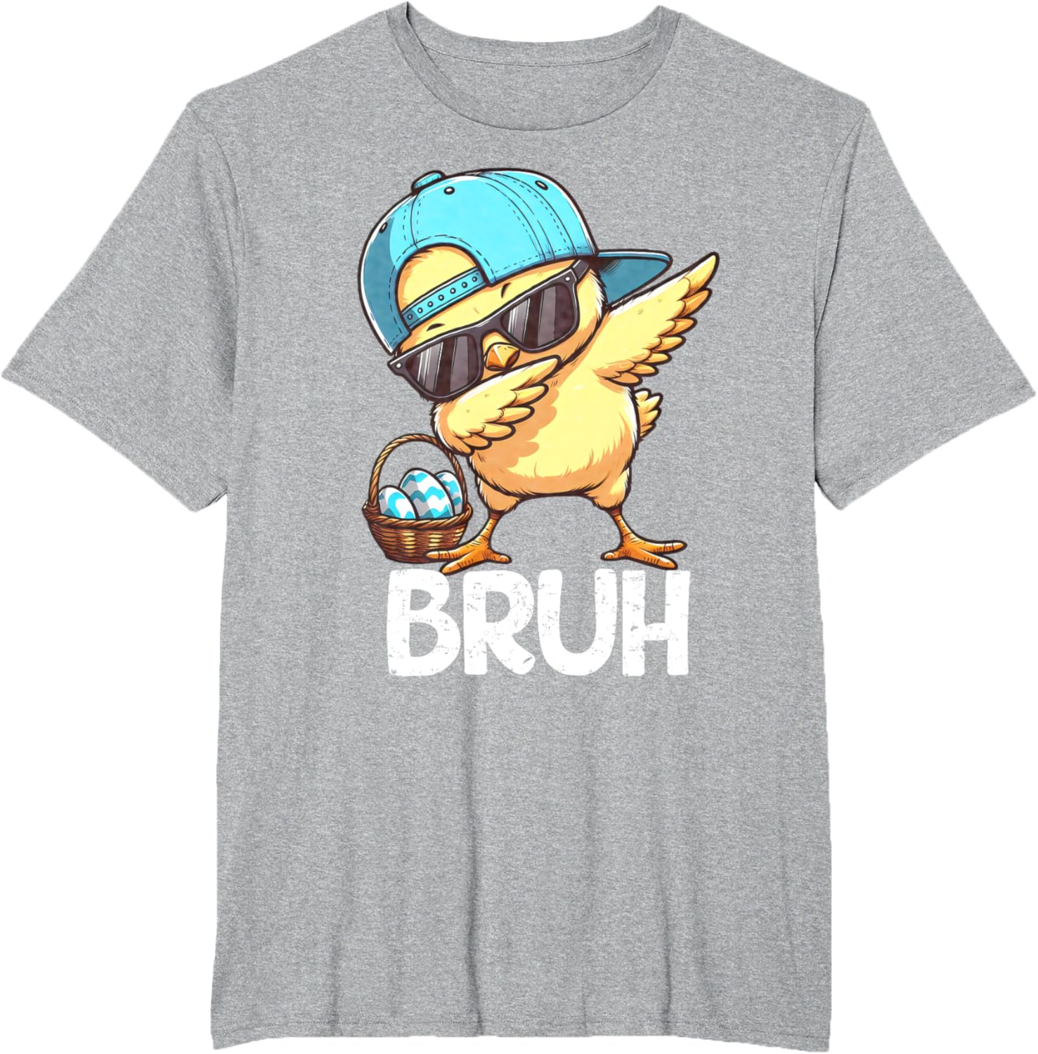 Bruh Dabbing Chick Eggs Basket Funny Easter Day Boys Kids T-Shirt