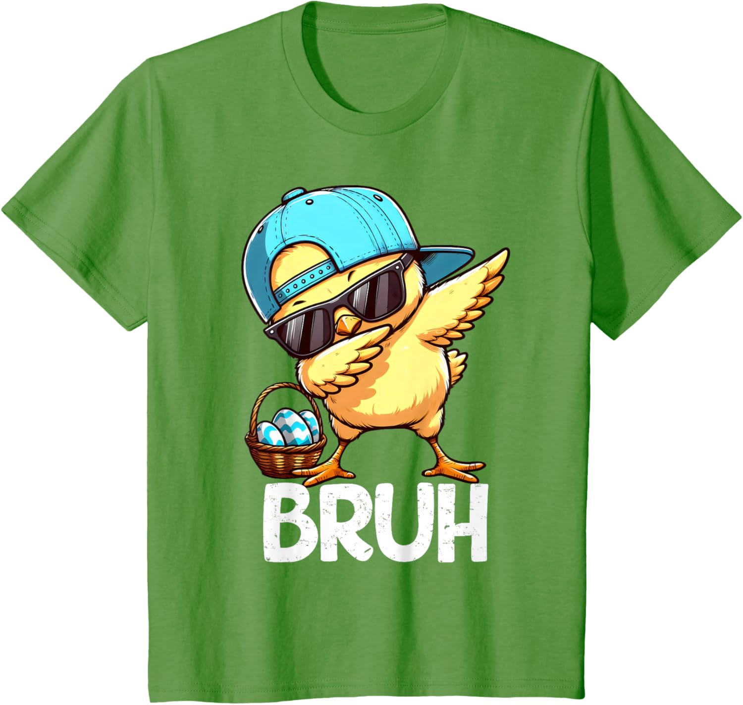 Bruh Dabbing Chick Eggs Basket Funny Easter Day Boys Kids T-Shirt