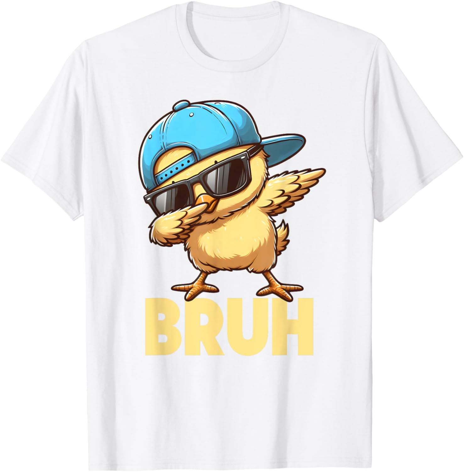 Bruh Dabbing Chick Eggs Basket Funny Easter Day Boys Kids T-Shirt