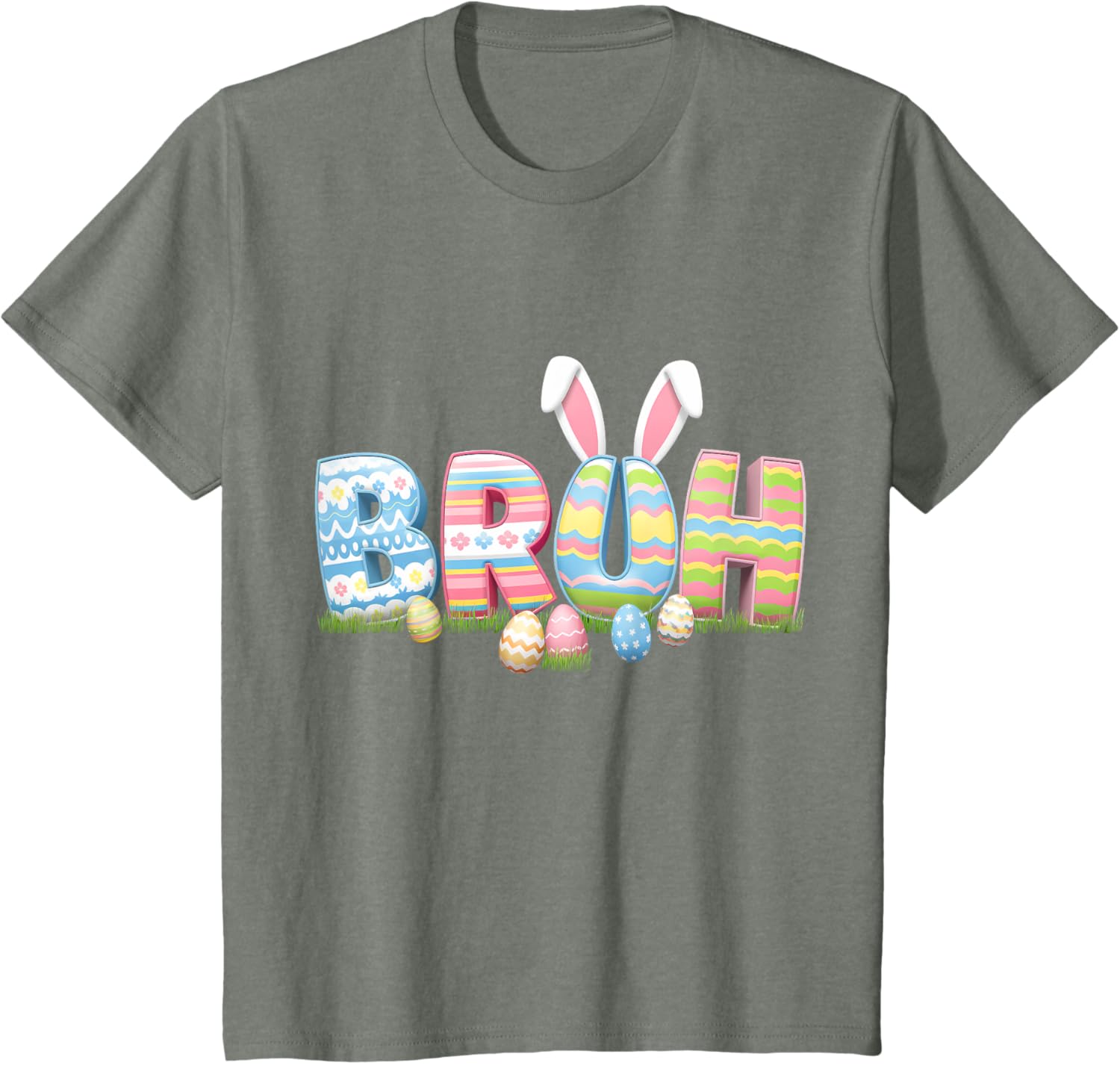 Bruh Easter Day Meme Funny Teen Boys Girl Egg Hunting Rabbit T-Shirt