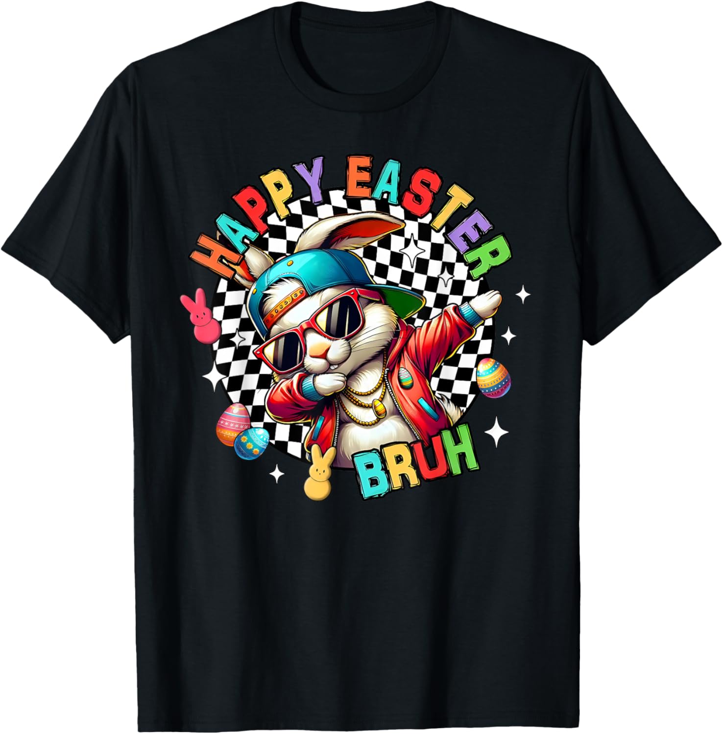 Bruh Happy Easter Dabbing Bunny Spring Egg Rabbit Sunglasses T-Shirt