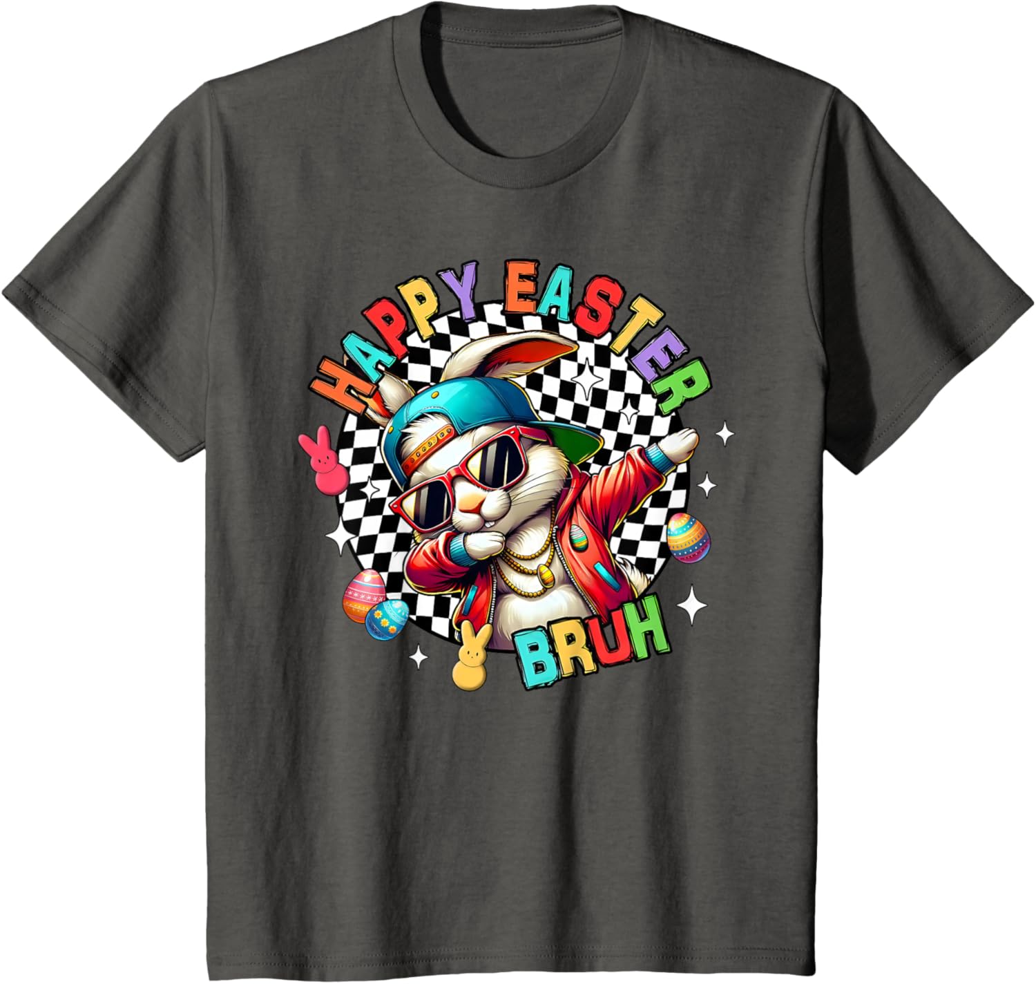 Bruh Happy Easter Dabbing Bunny Spring Egg Rabbit Sunglasses T-Shirt