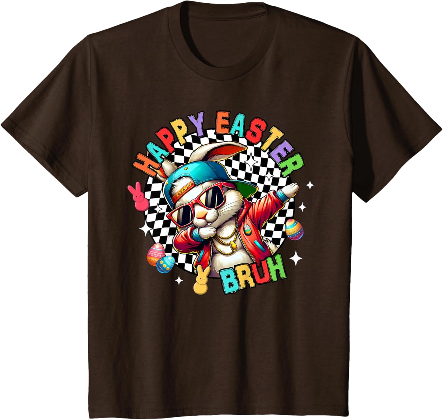 Bruh Happy Easter Dabbing Bunny Spring Egg Rabbit Sunglasses T-Shirt