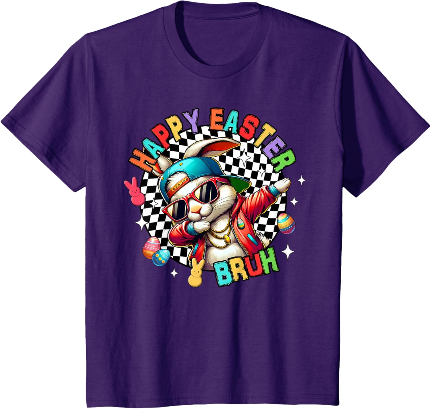 Bruh Happy Easter Dabbing Bunny Spring Egg Rabbit Sunglasses T-Shirt