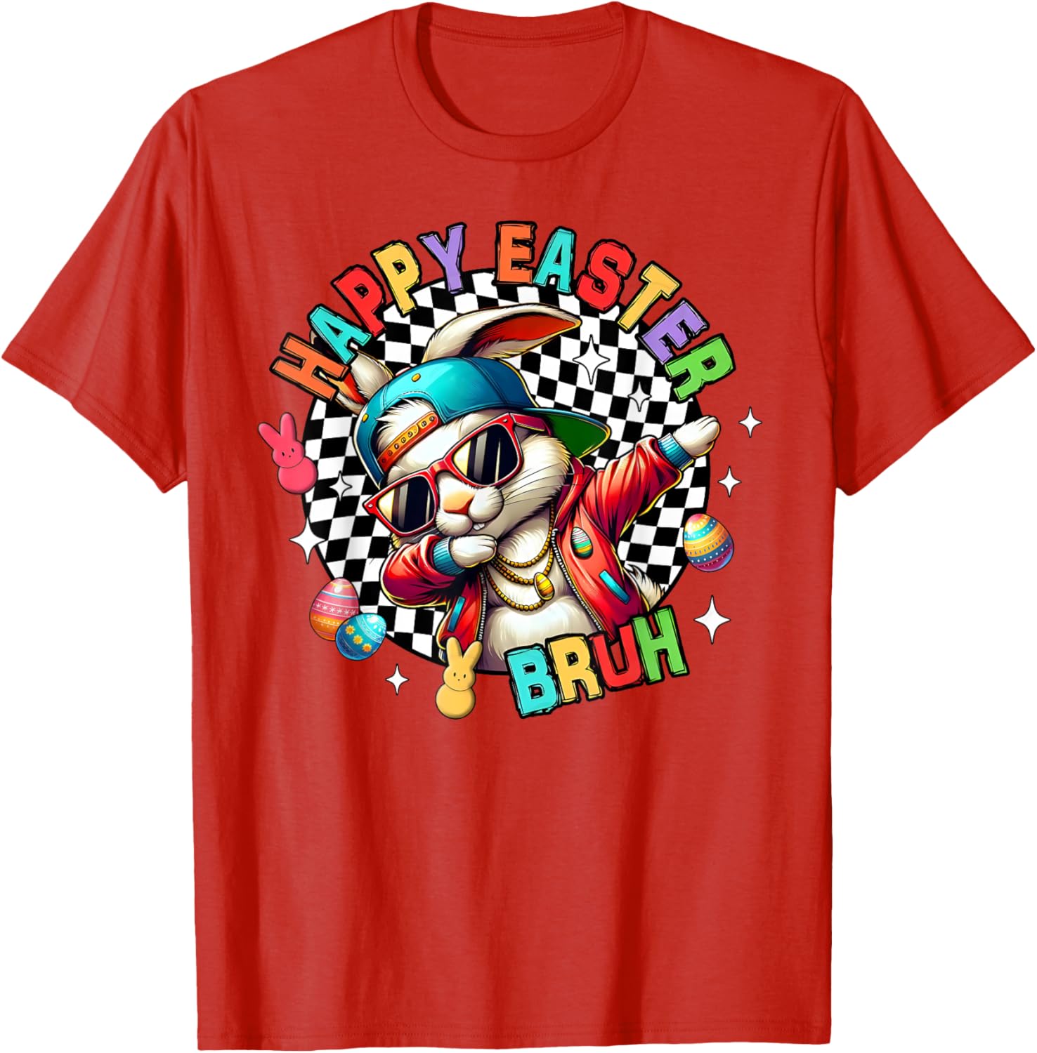 Bruh Happy Easter Dabbing Bunny Spring Egg Rabbit Sunglasses T-Shirt