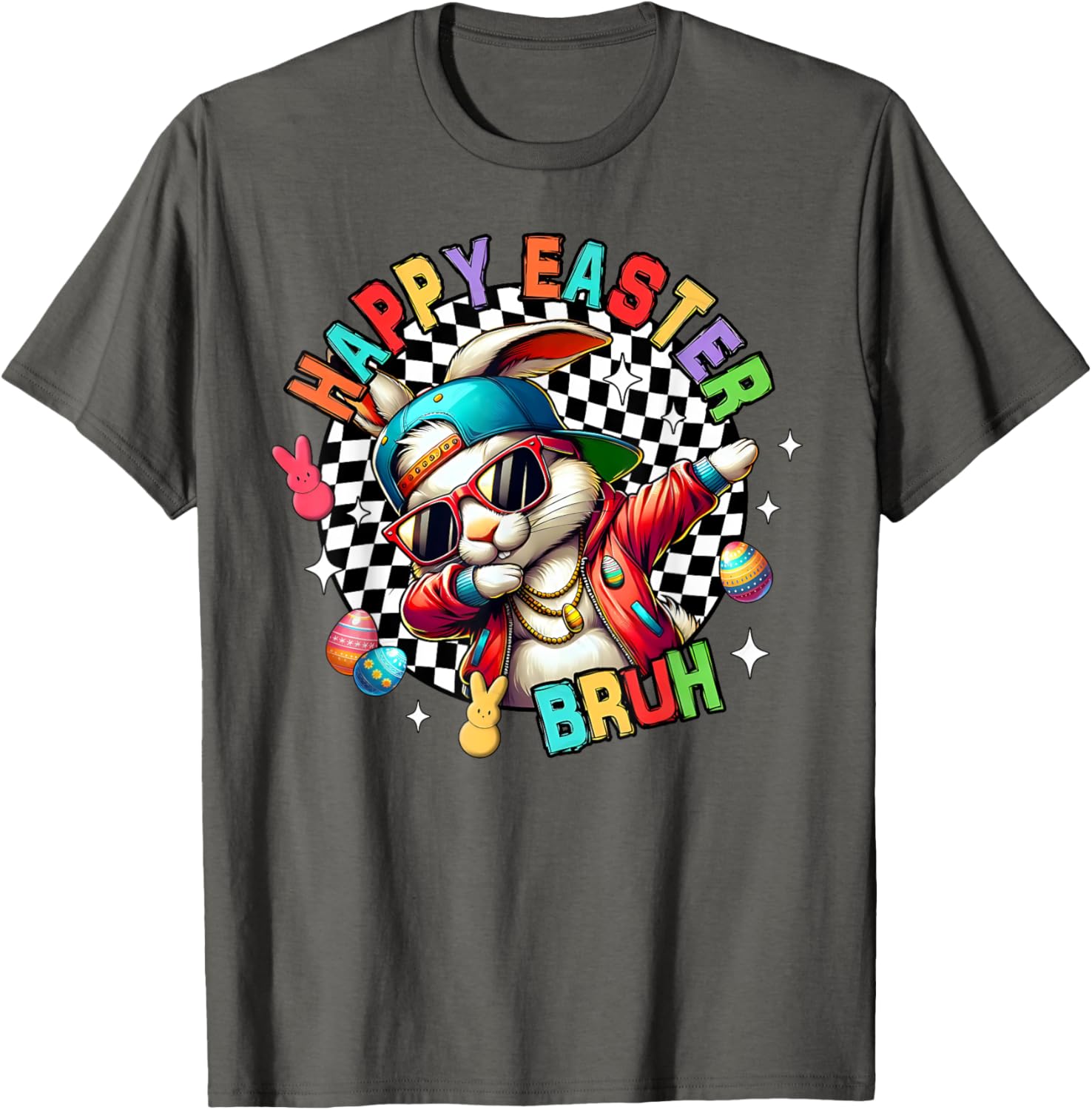 Bruh Happy Easter Dabbing Bunny Spring Egg Rabbit Sunglasses T-Shirt