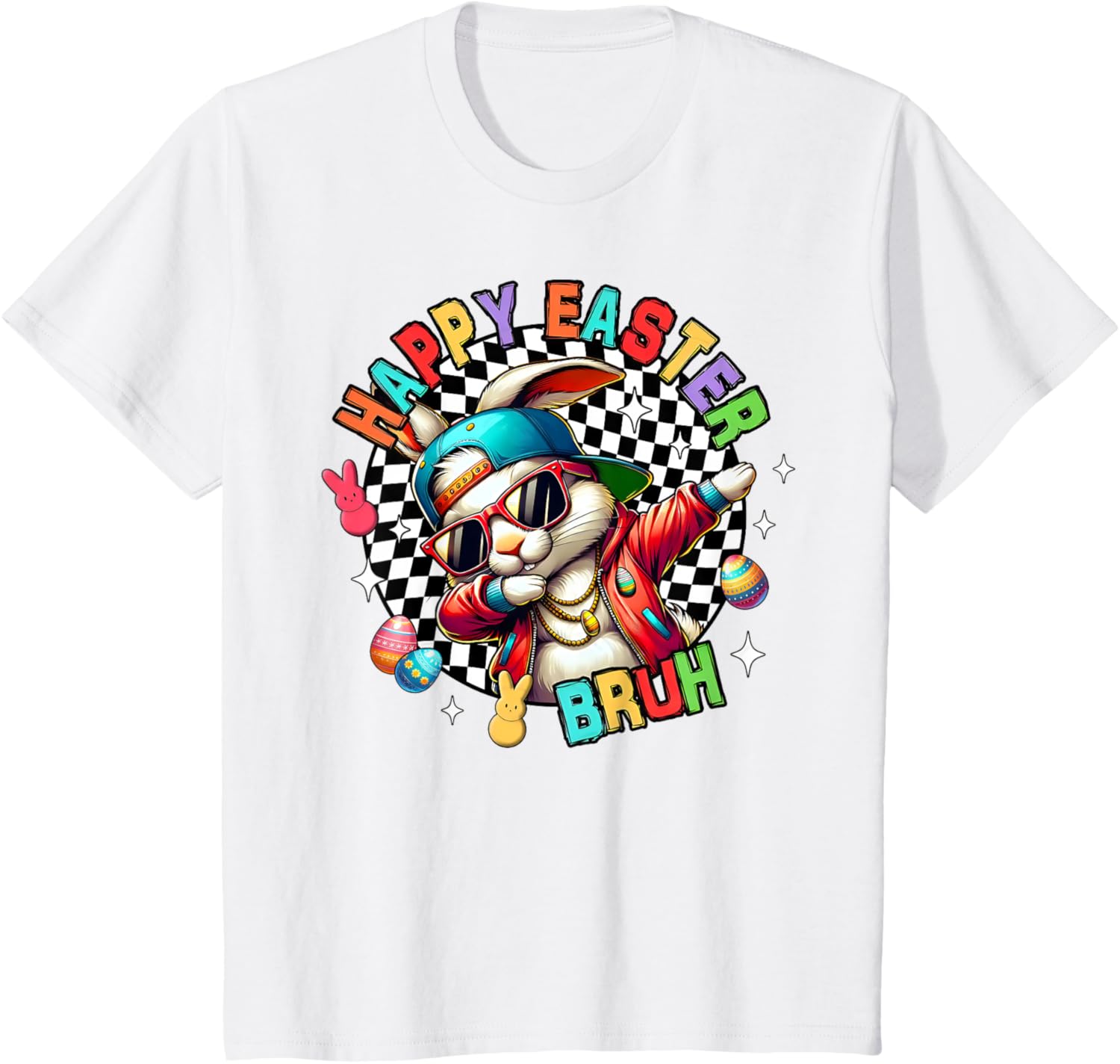 Bruh Happy Easter Dabbing Bunny Spring Egg Rabbit Sunglasses T-Shirt