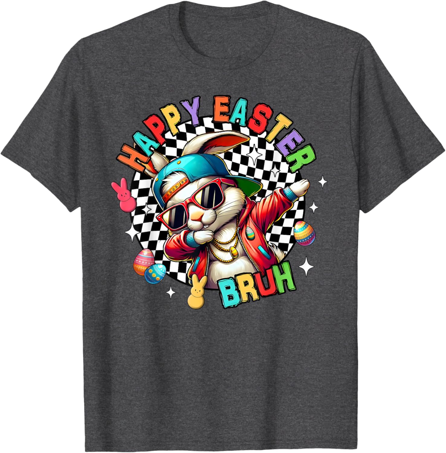 Bruh Happy Easter Dabbing Bunny Spring Egg Rabbit Sunglasses T-Shirt