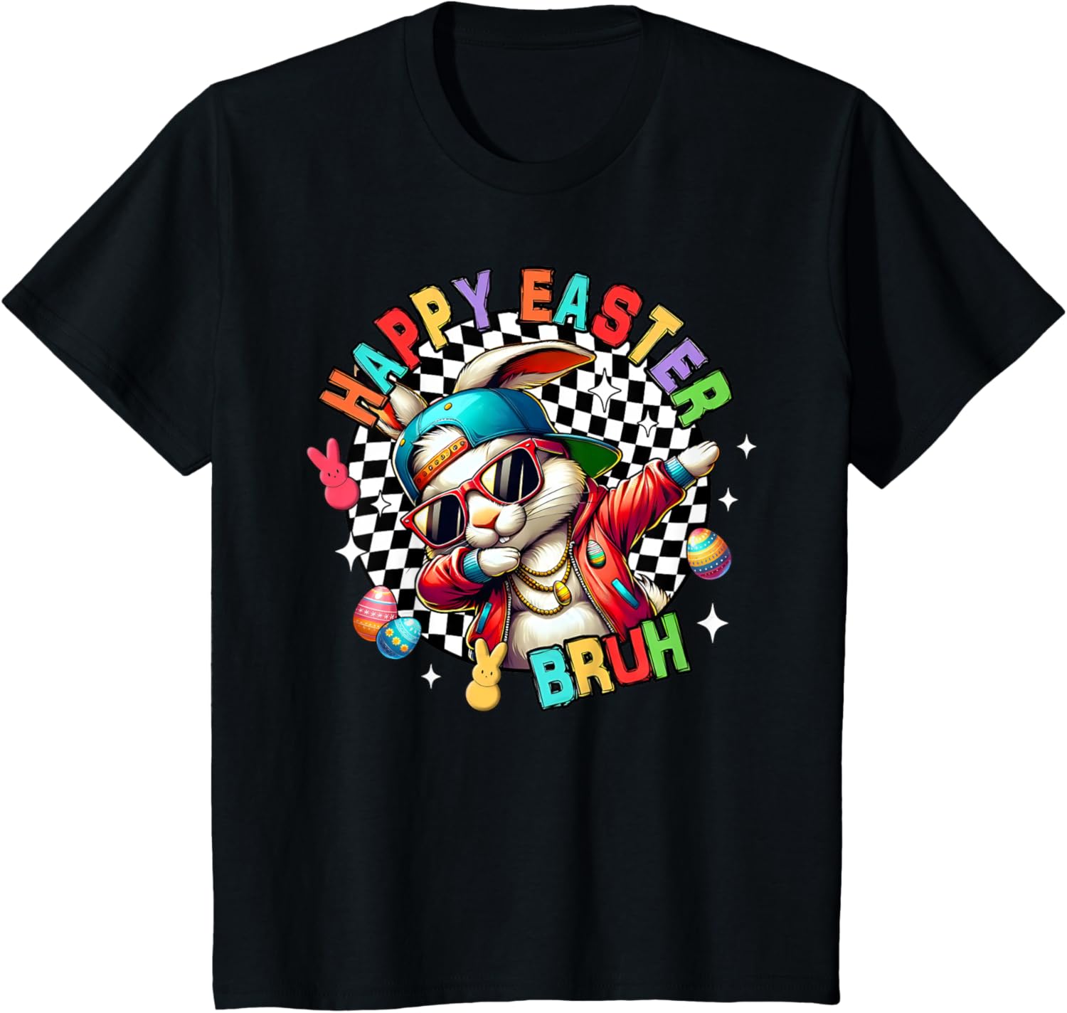 Bruh Happy Easter Dabbing Bunny Spring Egg Rabbit Sunglasses T-Shirt