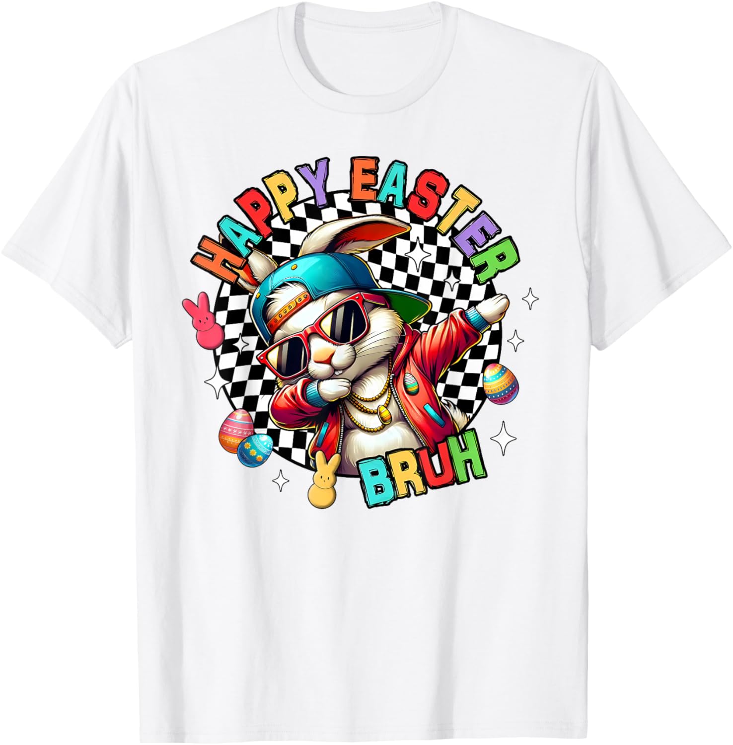 Bruh Happy Easter Dabbing Bunny Spring Egg Rabbit Sunglasses T-Shirt