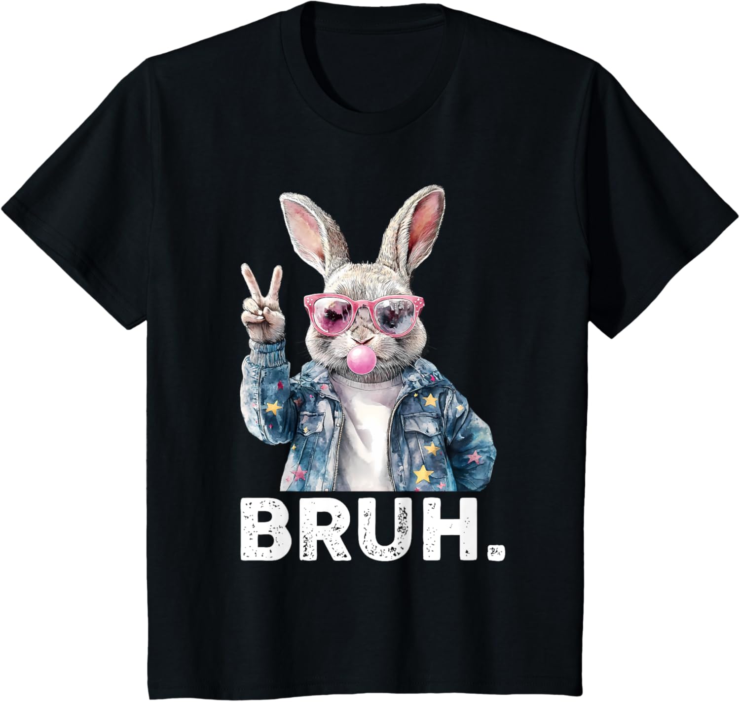 Bruh Meme Easter Bunny Blow Bubble Gum Sunglasses Boys Kids T-Shirt