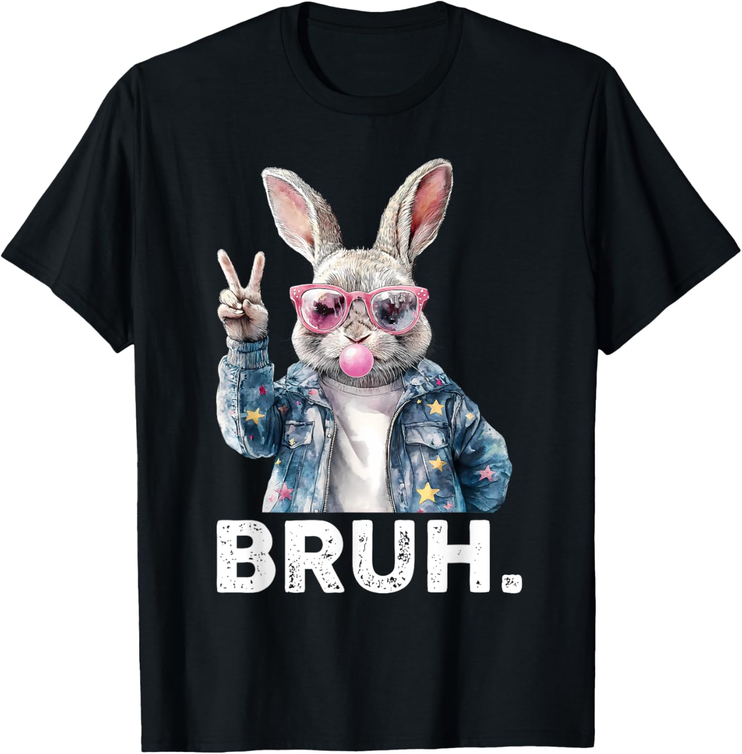 Bruh Meme Easter Bunny Blow Bubble Gum Sunglasses Boys Kids T-Shirt