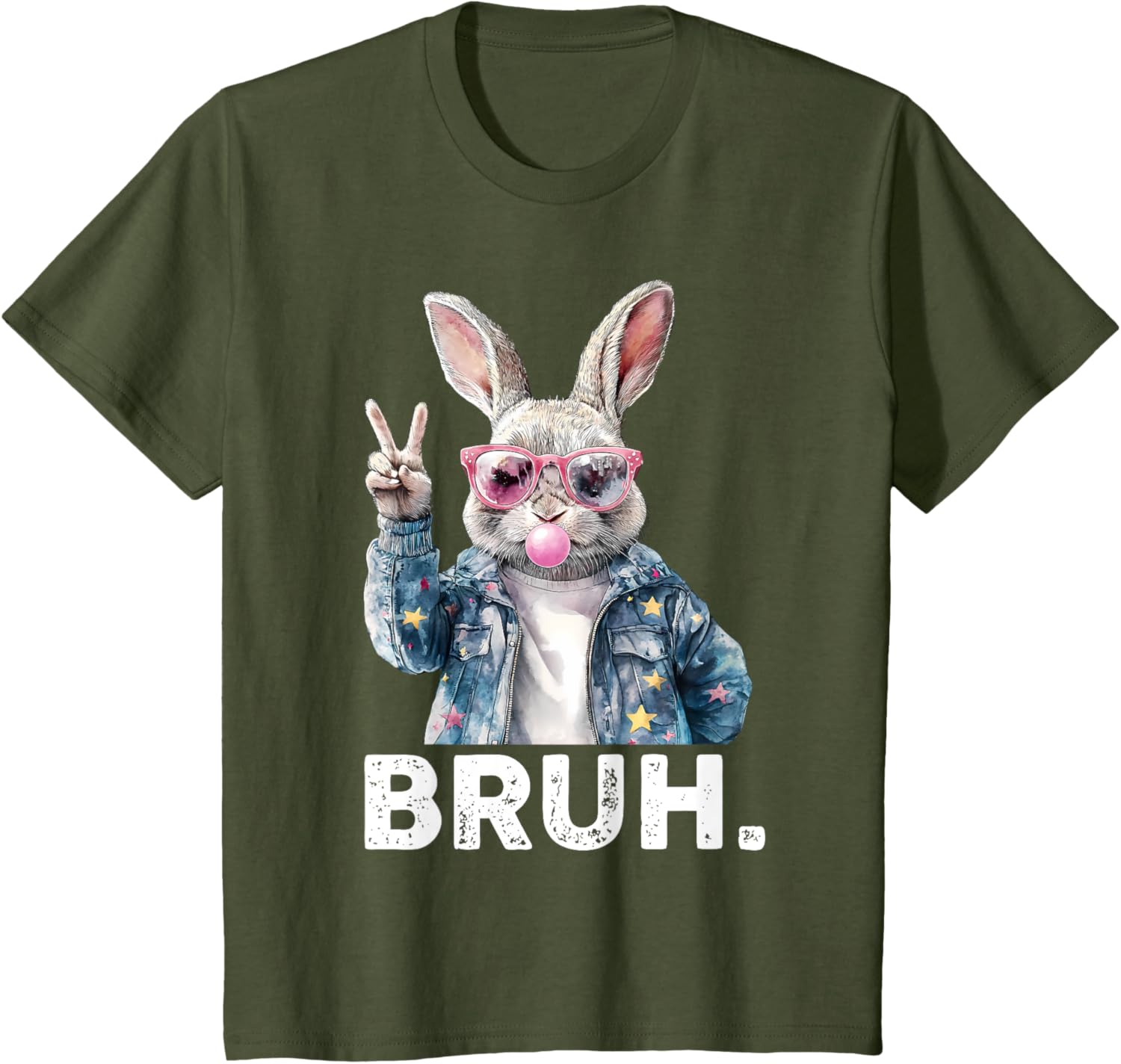 Bruh Meme Easter Bunny Blow Bubble Gum Sunglasses Boys Kids T-Shirt