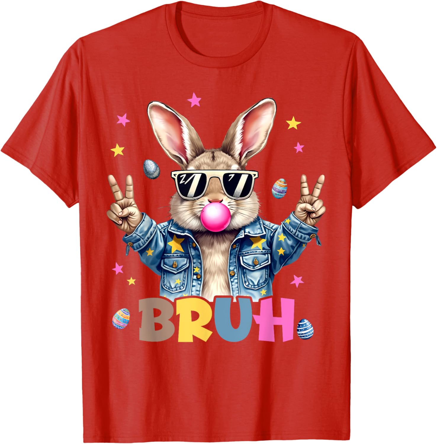 Bruh Meme Easter Day Funny Bunny Eggs Teens Boys Kids Men T-Shirt