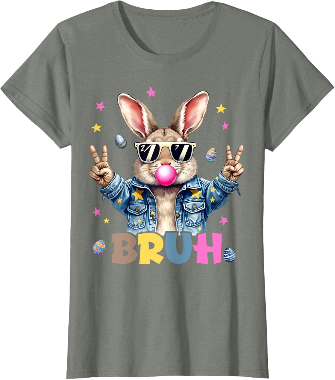 Bruh Meme Easter Day Funny Bunny Eggs Teens Boys Kids Men T-Shirt