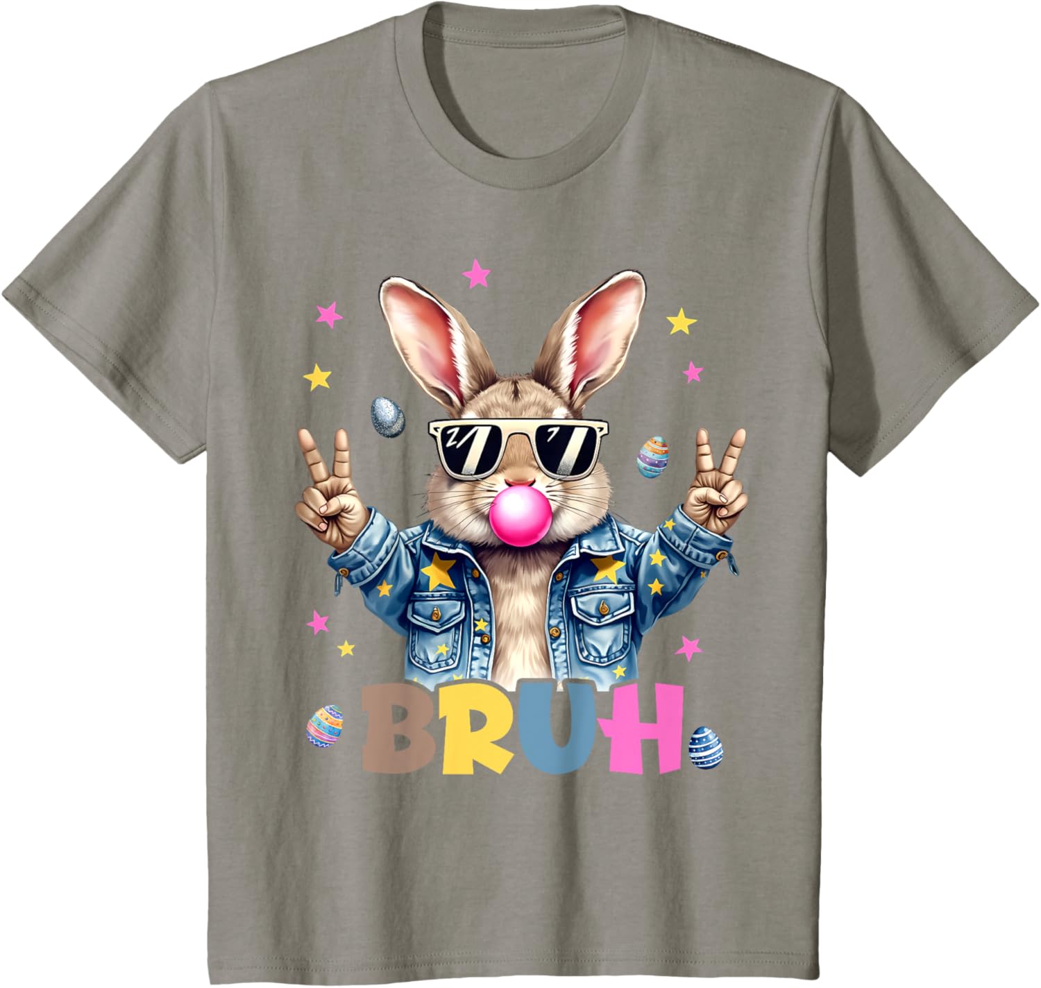 Bruh Meme Easter Day Funny Bunny Eggs Teens Boys Kids Men T-Shirt