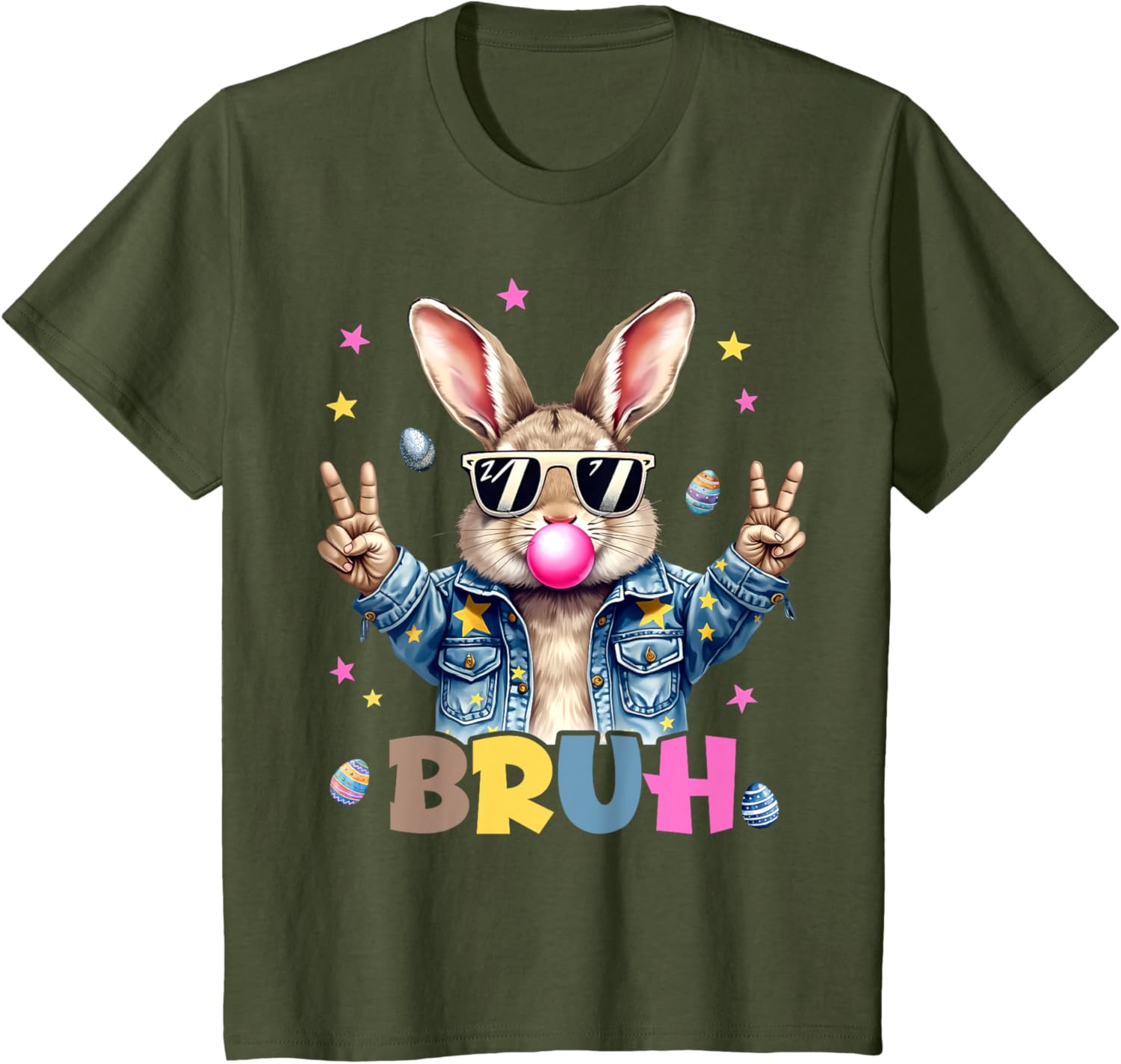 Bruh Meme Easter Day Funny Bunny Eggs Teens Boys Kids Men T-Shirt