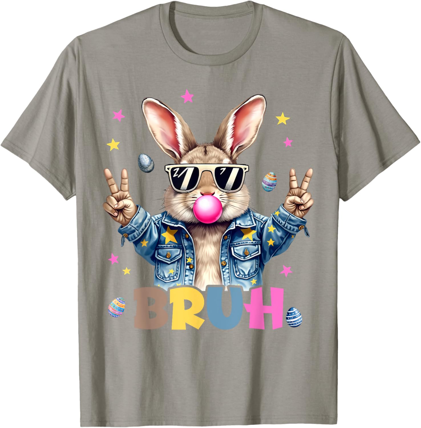 Bruh Meme Easter Day Funny Bunny Eggs Teens Boys Kids Men T-Shirt