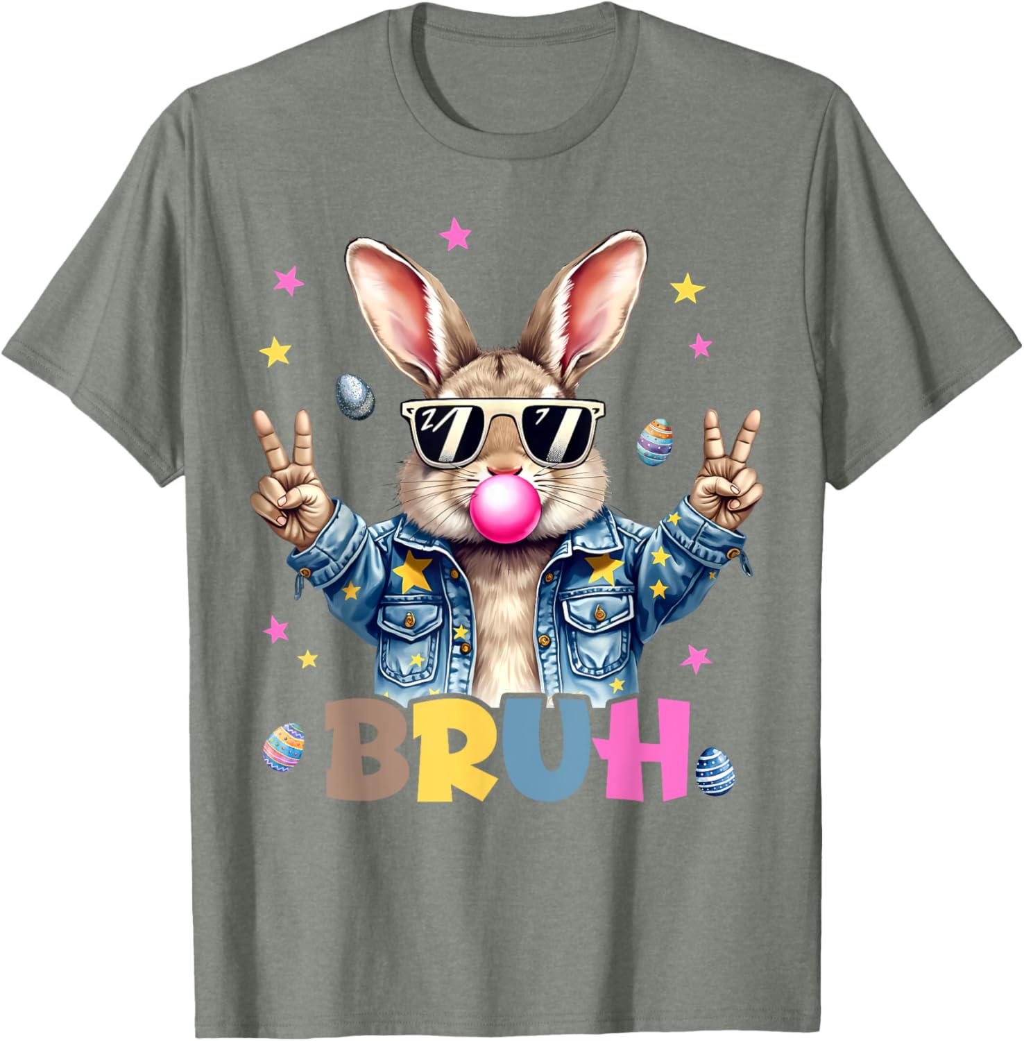 Bruh Meme Easter Day Funny Bunny Eggs Teens Boys Kids Men T-Shirt