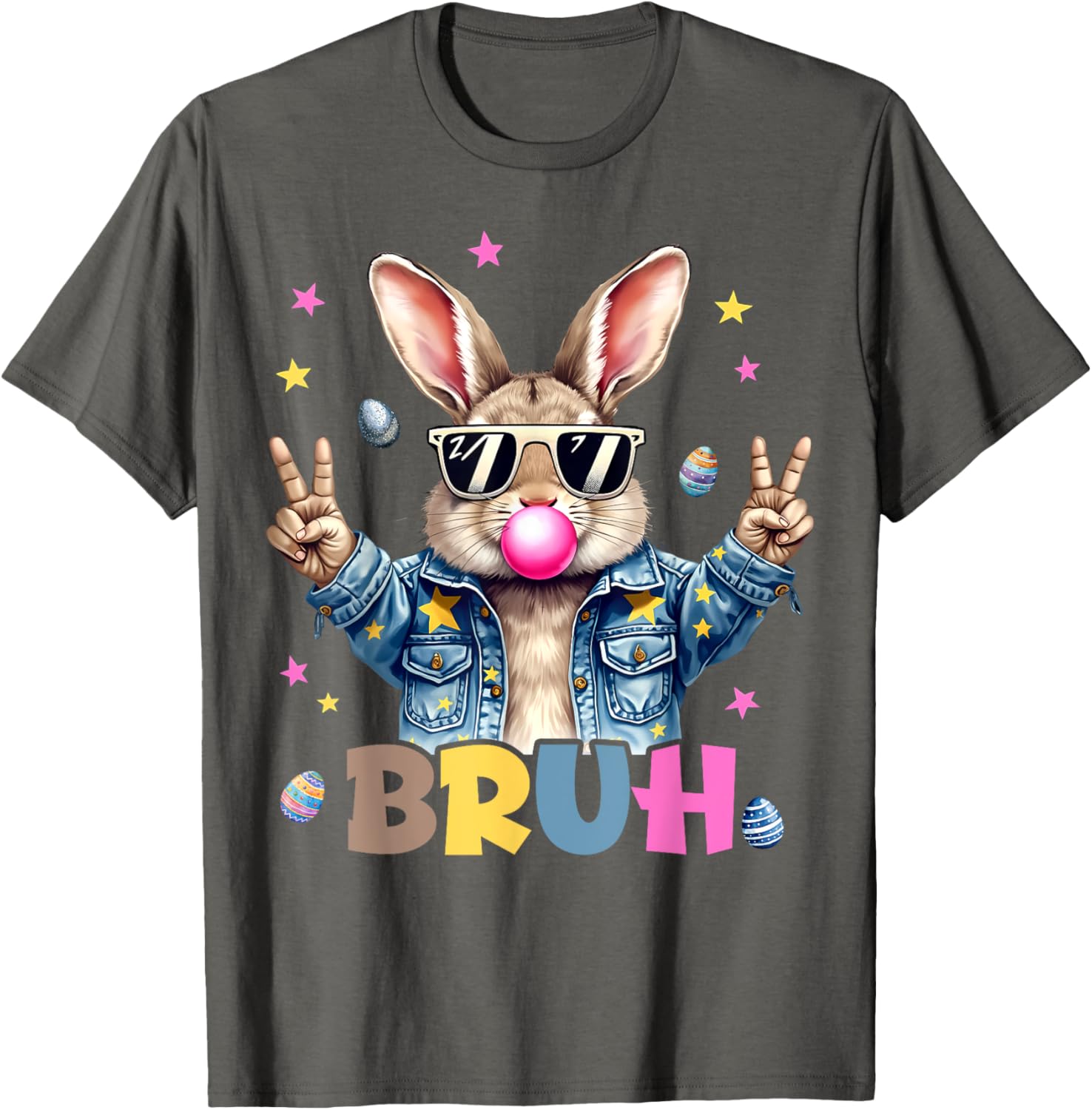 Bruh Meme Easter Day Funny Bunny Eggs Teens Boys Kids Men T-Shirt