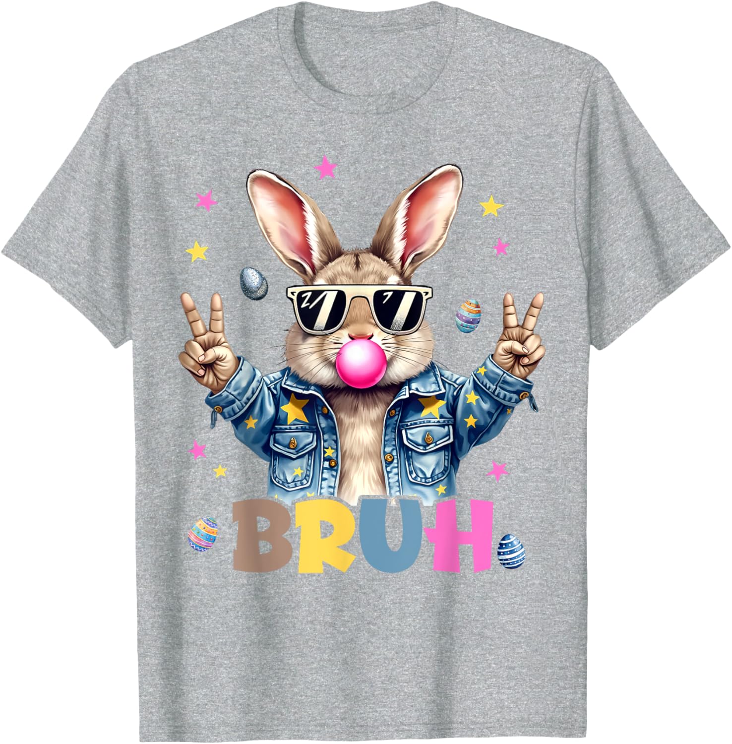 Bruh Meme Easter Day Funny Bunny Eggs Teens Boys Kids Men T-Shirt