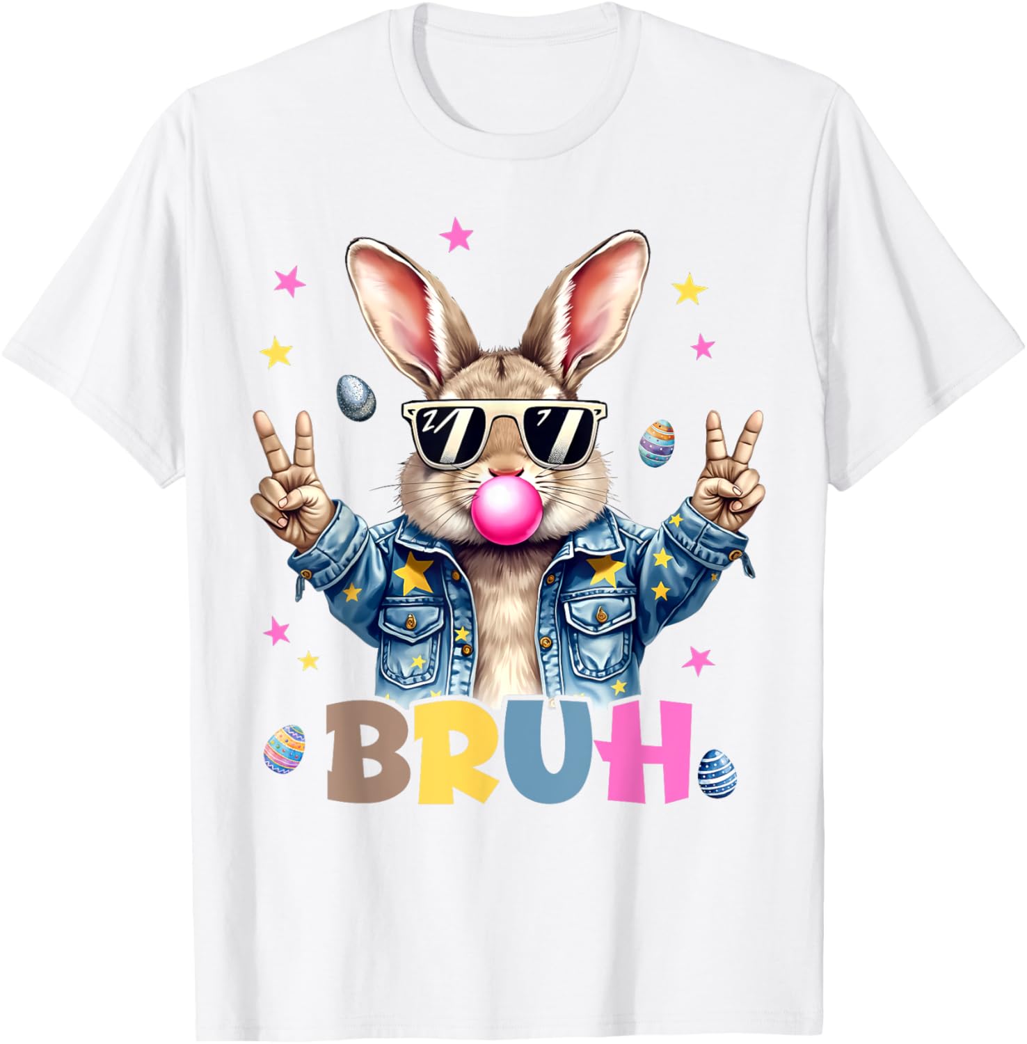 Bruh Meme Easter Day Funny Bunny Eggs Teens Boys Kids Men T-Shirt