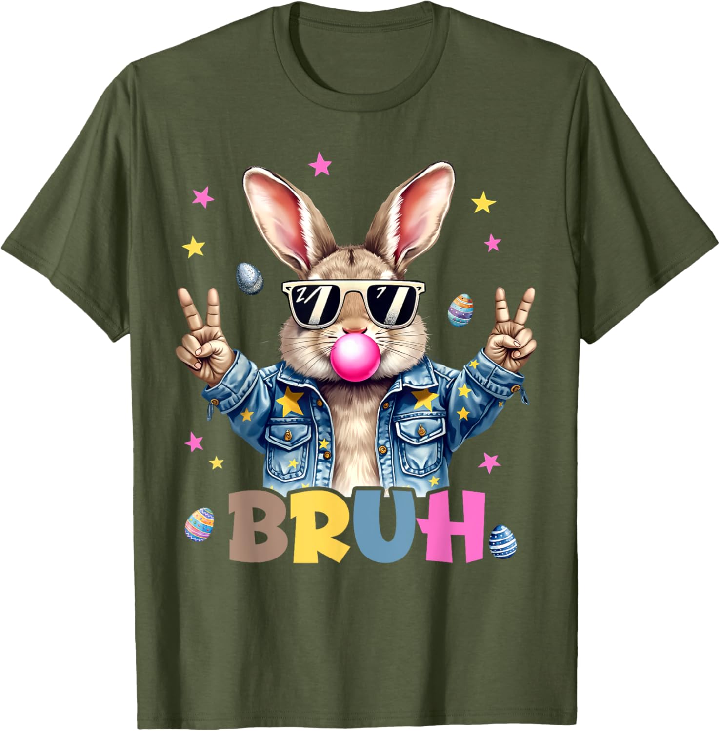 Bruh Meme Easter Day Funny Bunny Eggs Teens Boys Kids Men T-Shirt