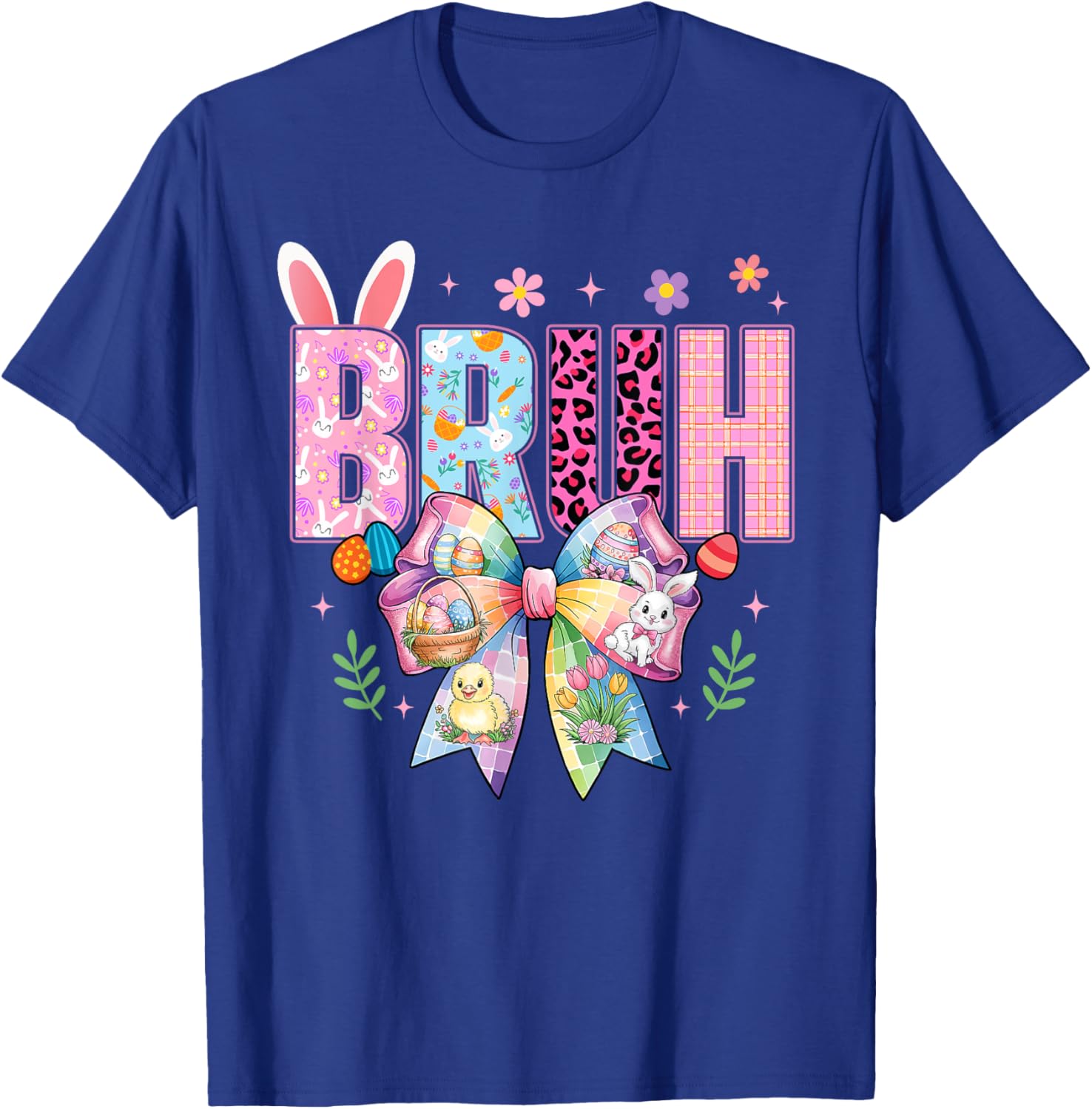 Bruh Meme Easter Day Funny Bunny Eggs Teens Coquette Bow T-Shirt