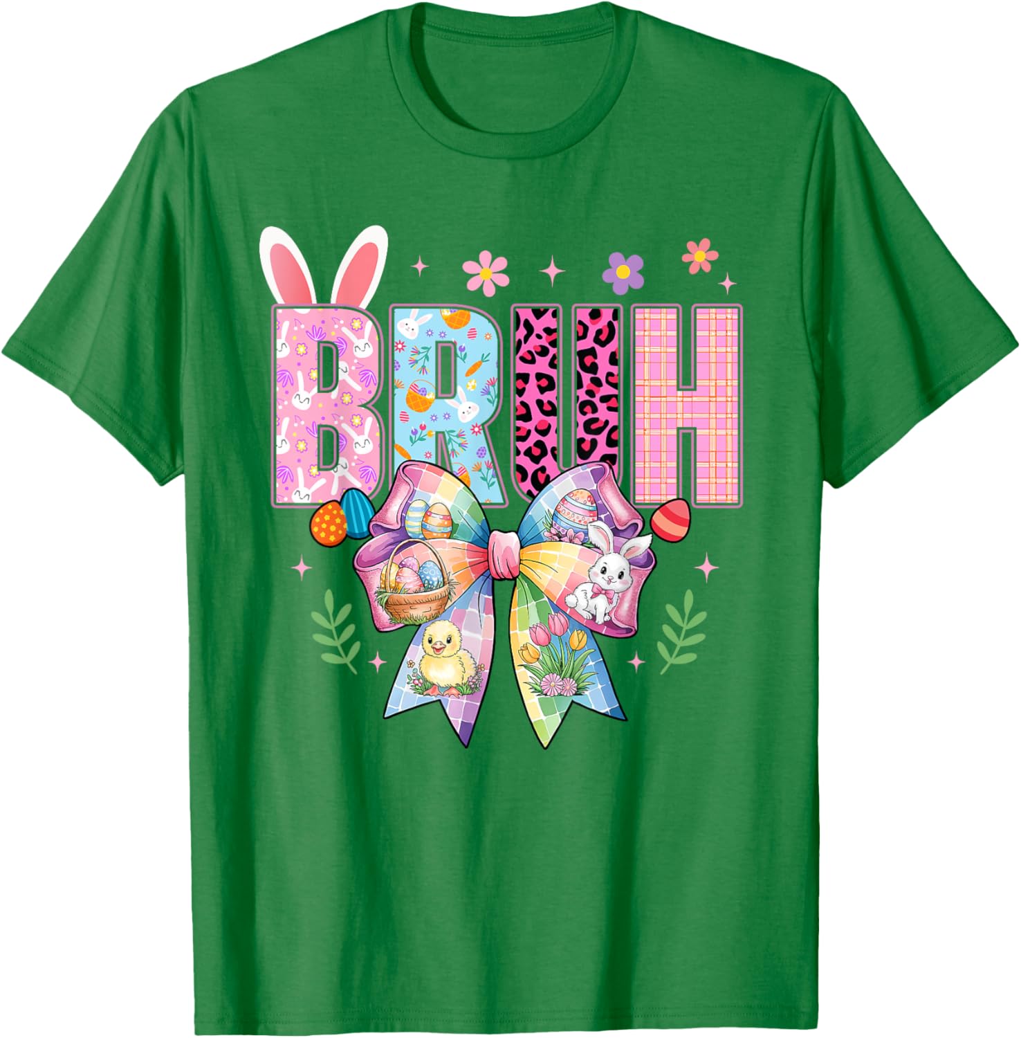 Bruh Meme Easter Day Funny Bunny Eggs Teens Coquette Bow T-Shirt