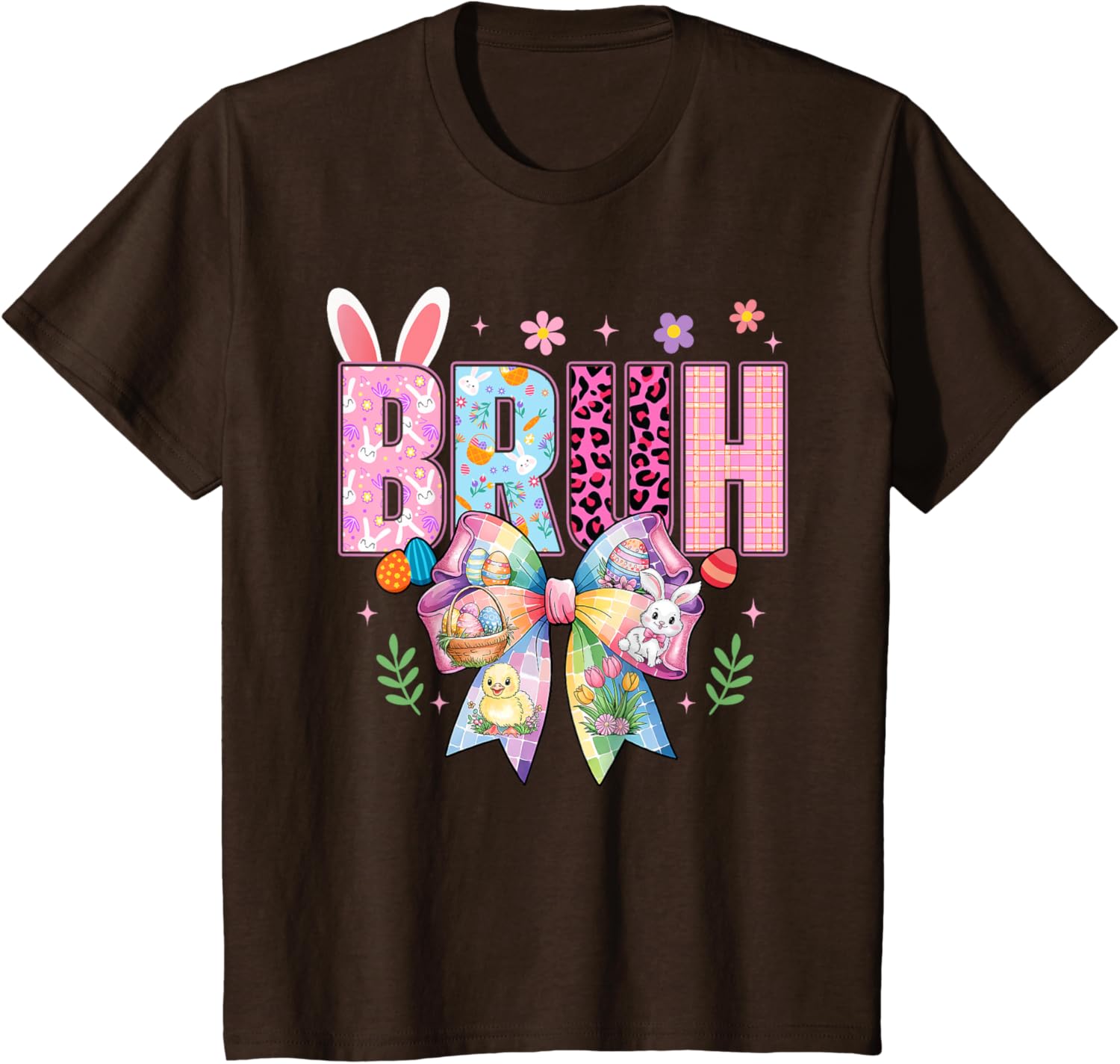 Bruh Meme Easter Day Funny Bunny Eggs Teens Coquette Bow T-Shirt