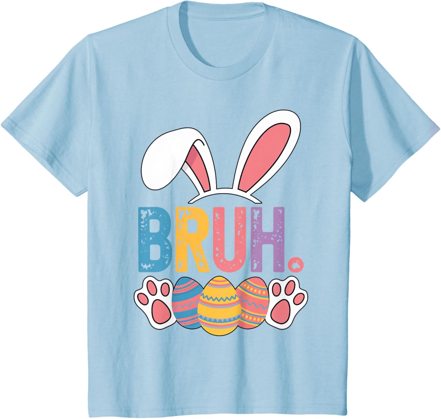 Bruh Meme Easter Day Shirt Bunny Rabbit Eggs Teens Boys Kids T-Shirt