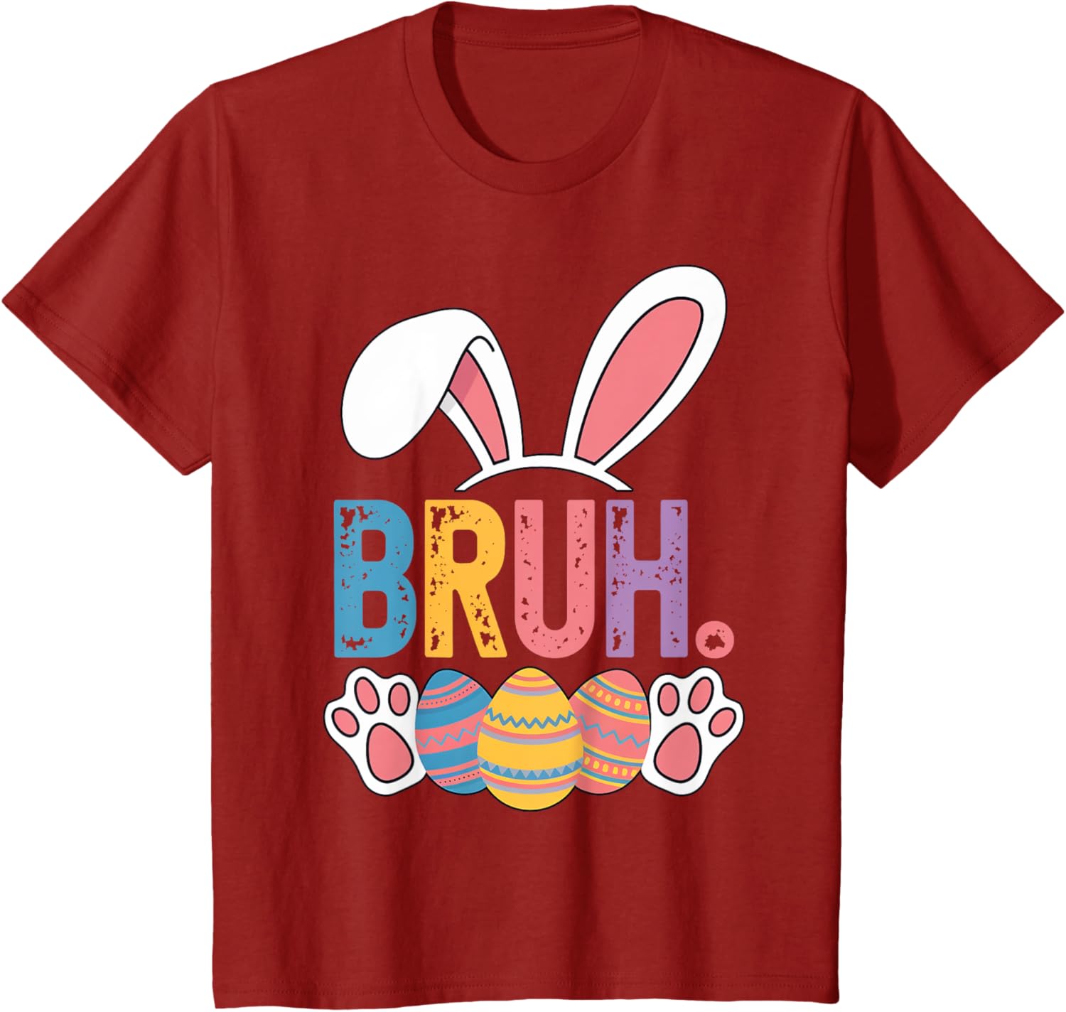 Bruh Meme Easter Day Shirt Bunny Rabbit Eggs Teens Boys Kids T-Shirt