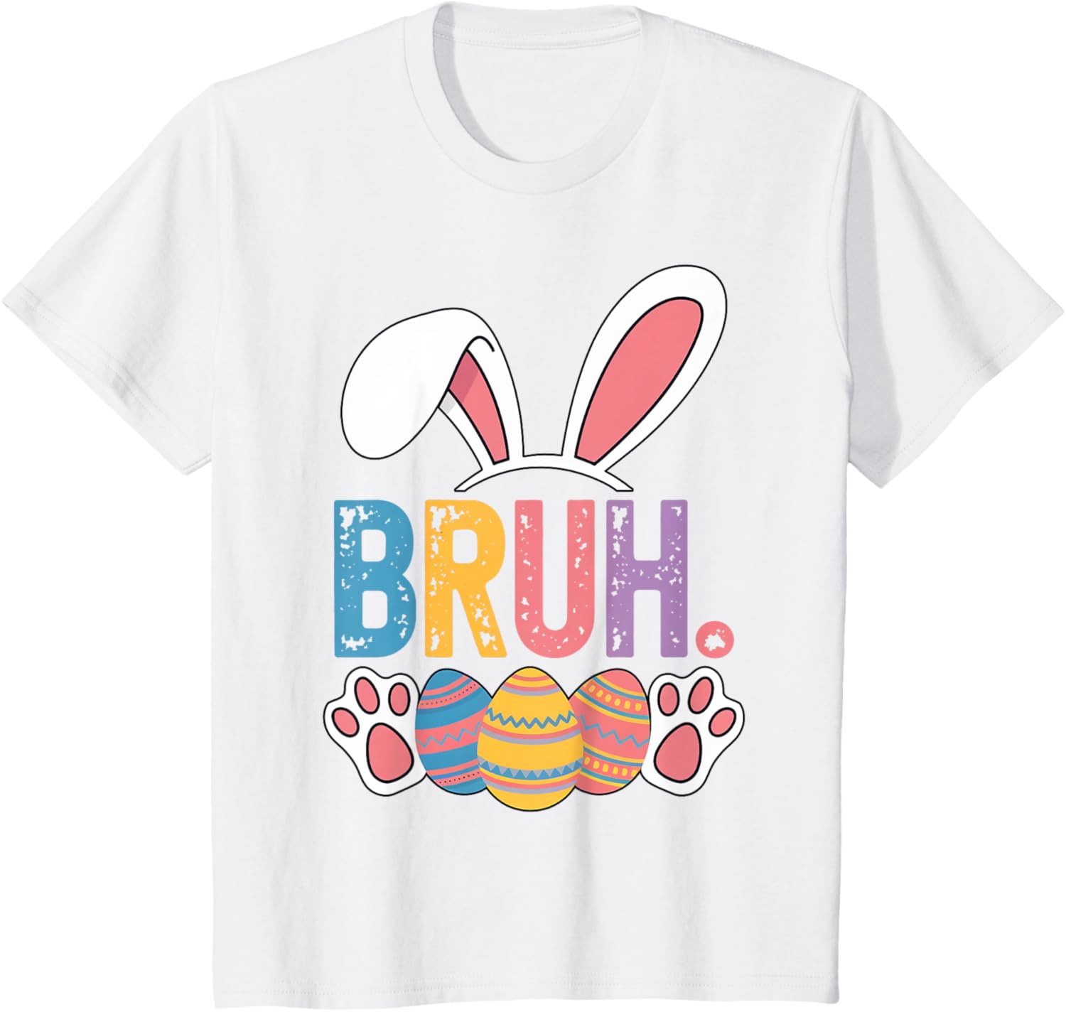 Bruh Meme Easter Day Shirt Bunny Rabbit Eggs Teens Boys Kids T-Shirt