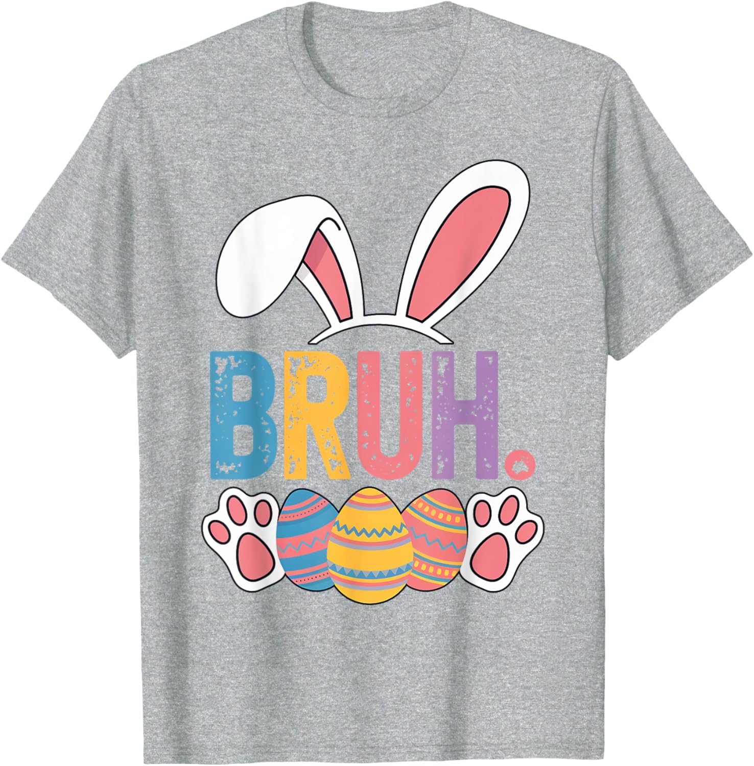 Bruh Meme Easter Day Shirt Bunny Rabbit Eggs Teens Boys Kids T-Shirt