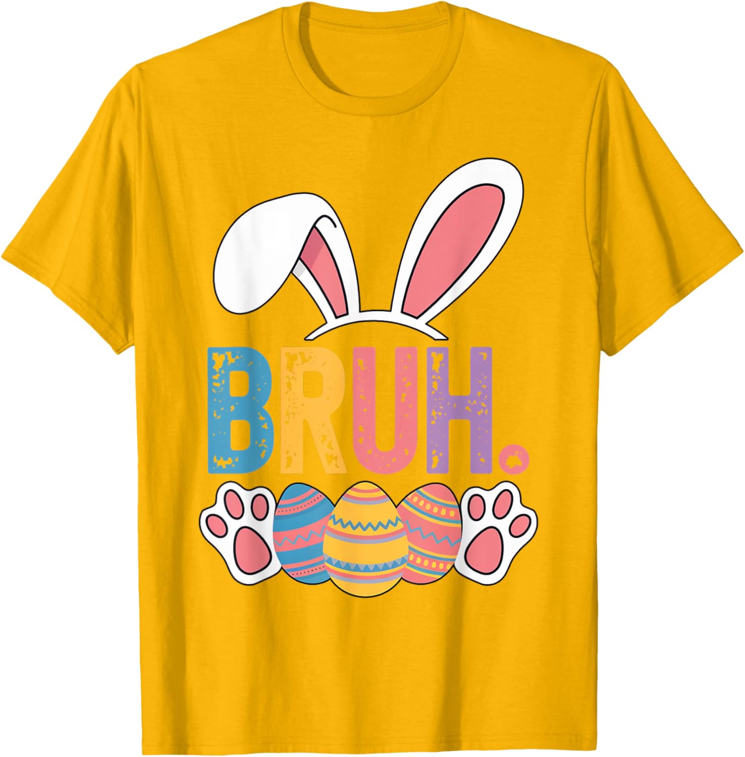 Bruh Meme Easter Day Shirt Bunny Rabbit Eggs Teens Boys Kids T-Shirt