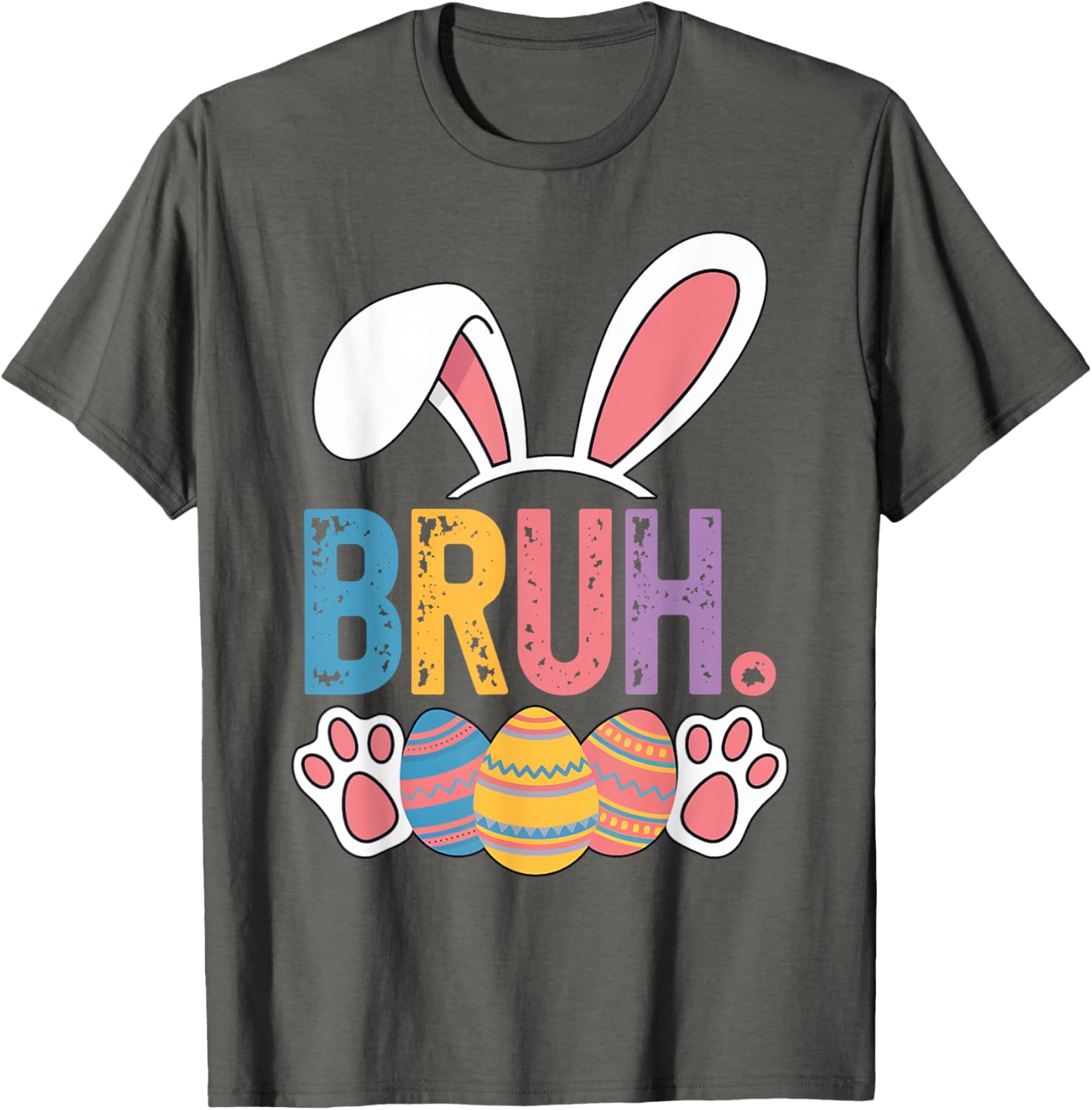 Bruh Meme Easter Day Shirt Bunny Rabbit Eggs Teens Boys Kids T-Shirt