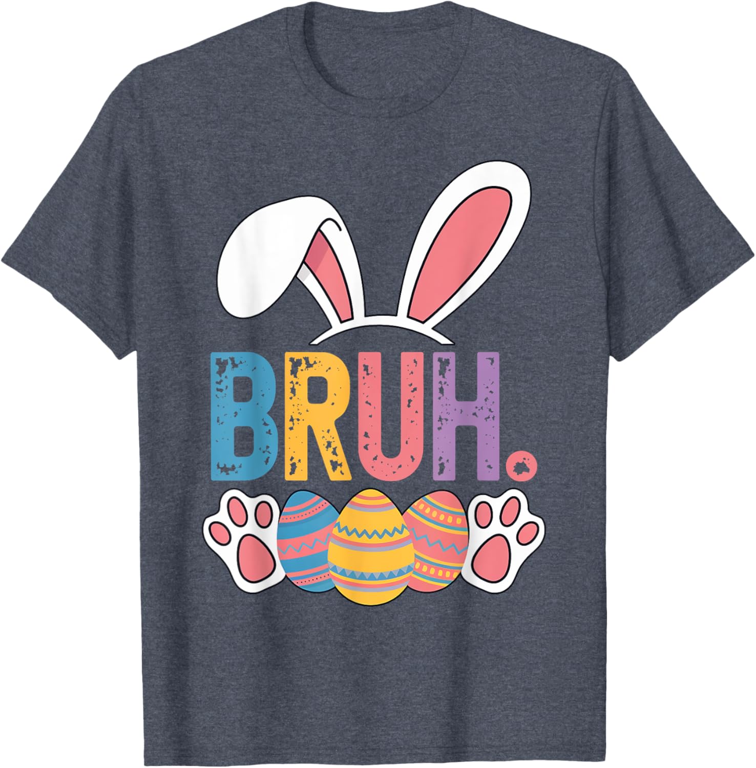 Bruh Meme Easter Day Shirt Bunny Rabbit Eggs Teens Boys Kids T-Shirt