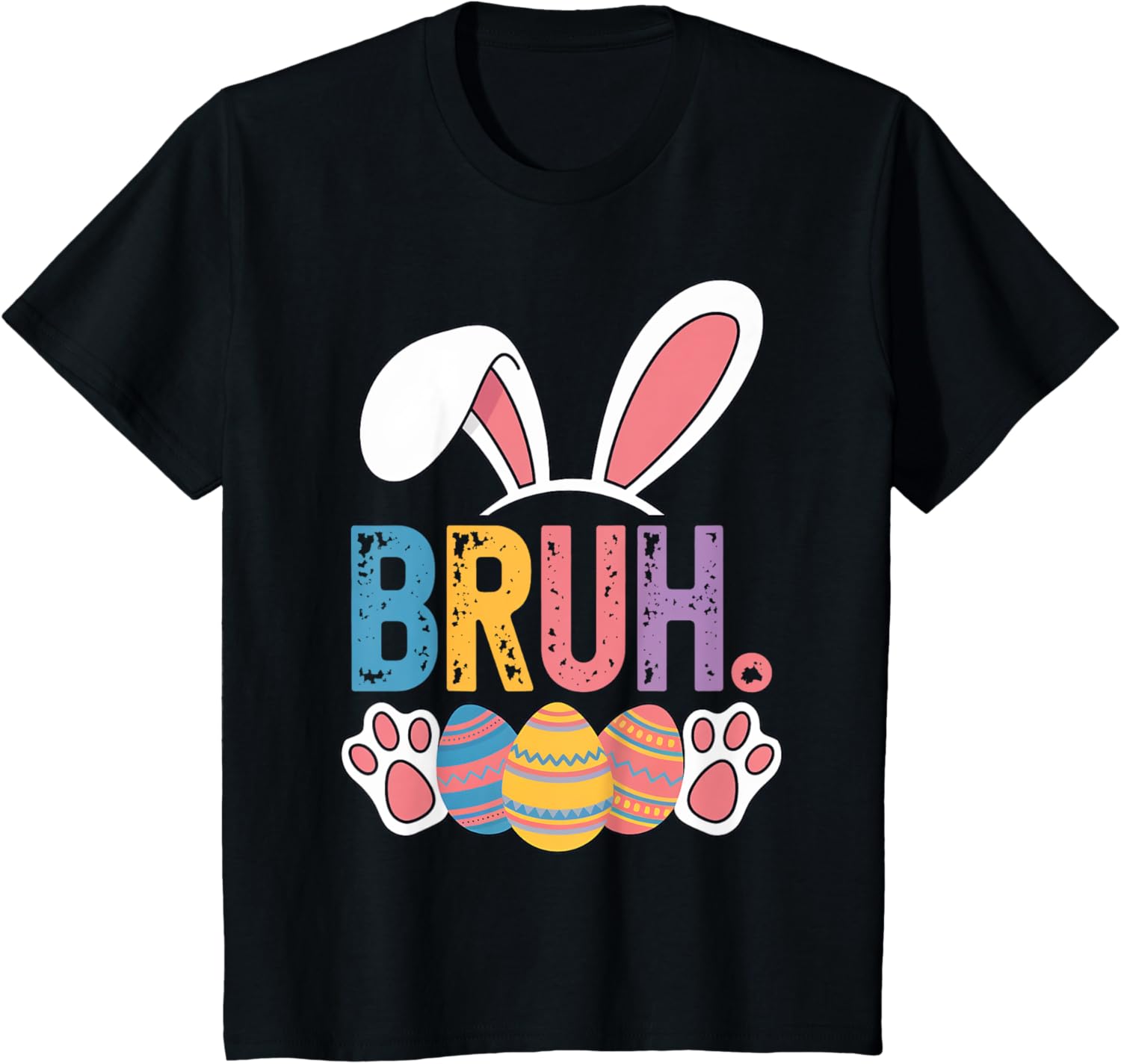 Bruh Meme Easter Day Shirt Bunny Rabbit Eggs Teens Boys Kids T-Shirt