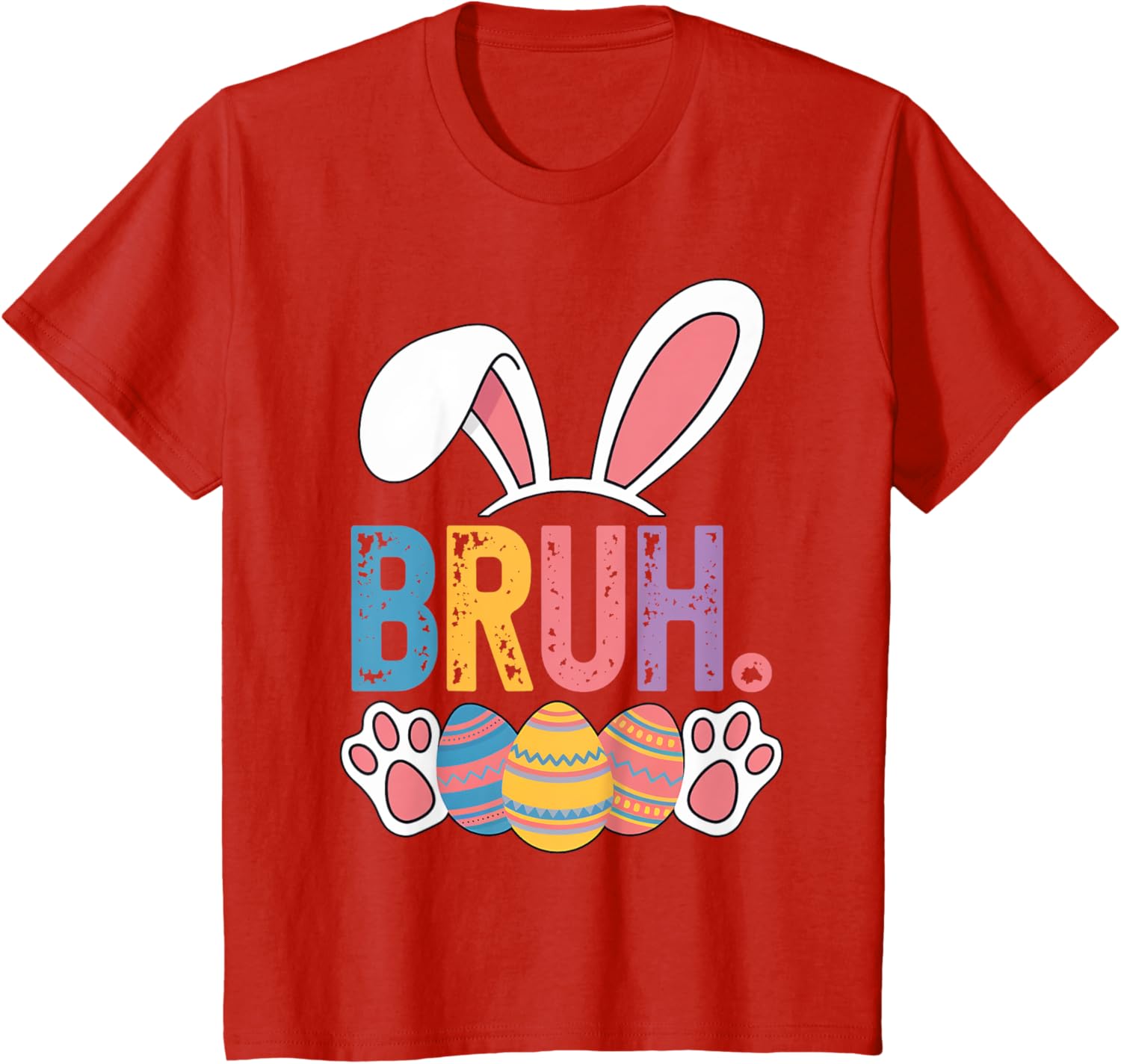 Bruh Meme Easter Day Shirt Bunny Rabbit Eggs Teens Boys Kids T-Shirt