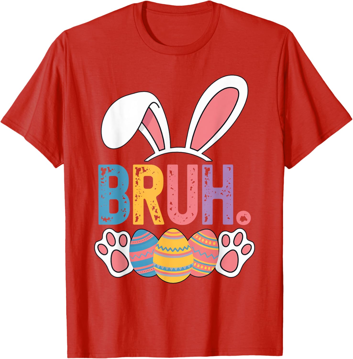 Bruh Meme Easter Day Shirt Bunny Rabbit Eggs Teens Boys Kids T-Shirt