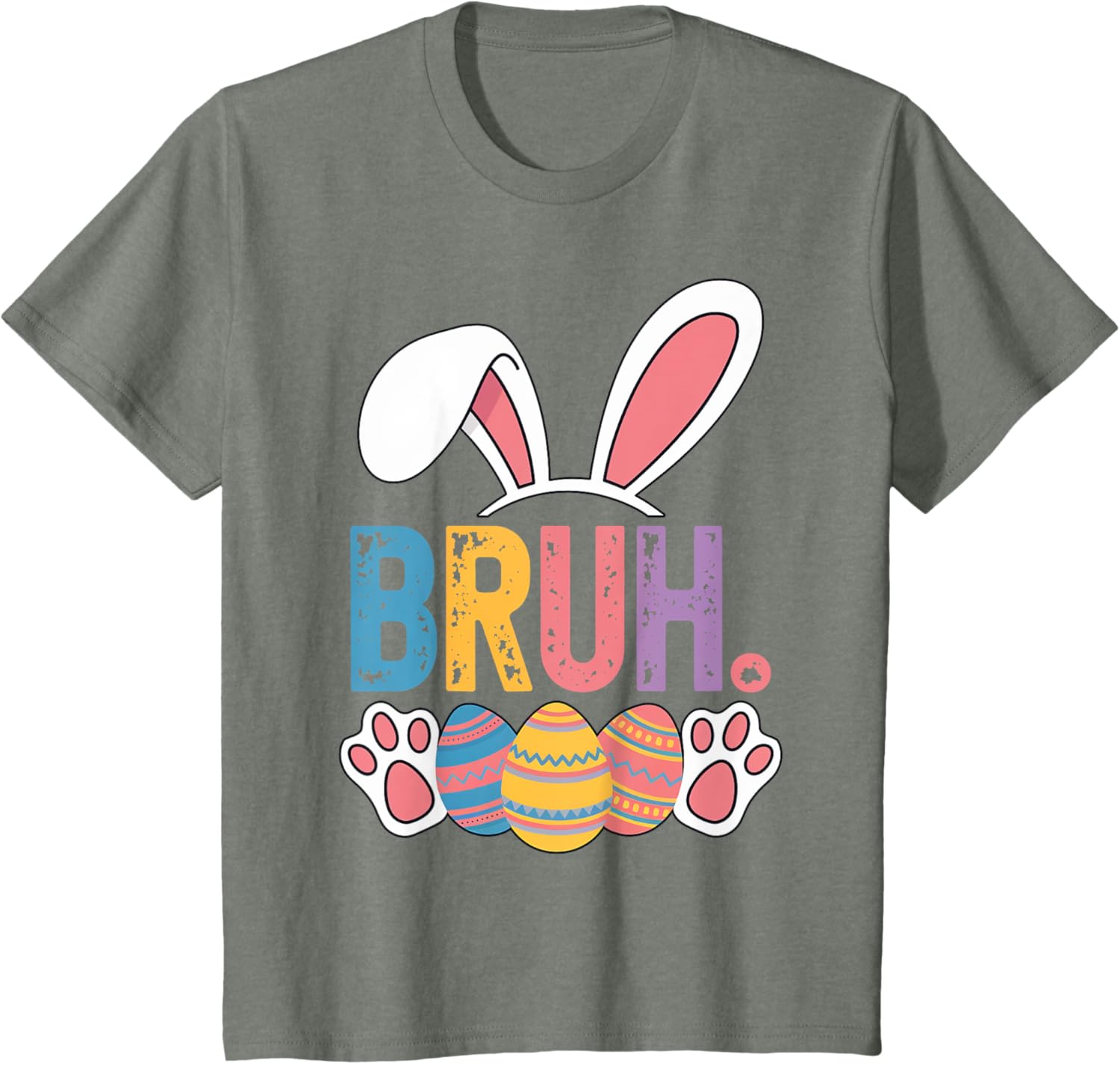 Bruh Meme Easter Day Shirt Bunny Rabbit Eggs Teens Boys Kids T-Shirt