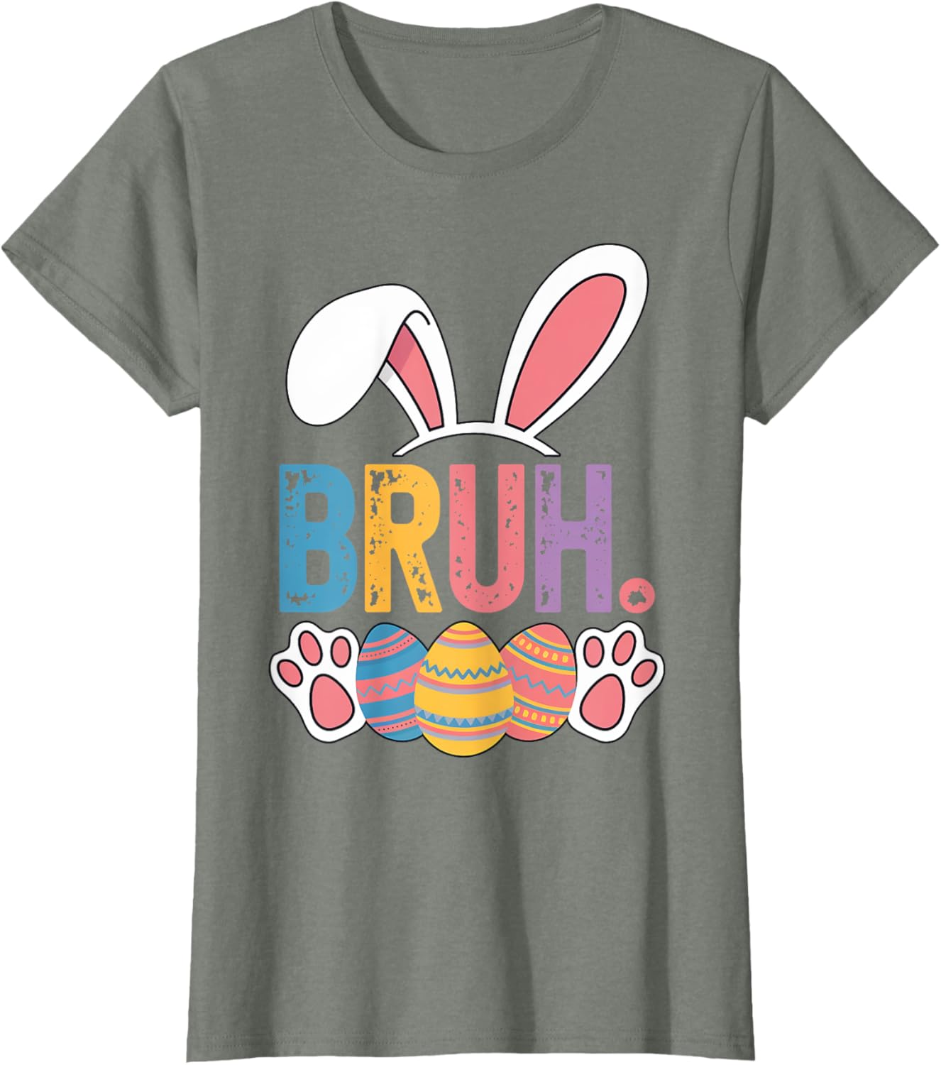 Bruh Meme Easter Day Shirt Bunny Rabbit Eggs Teens Boys Kids T-Shirt