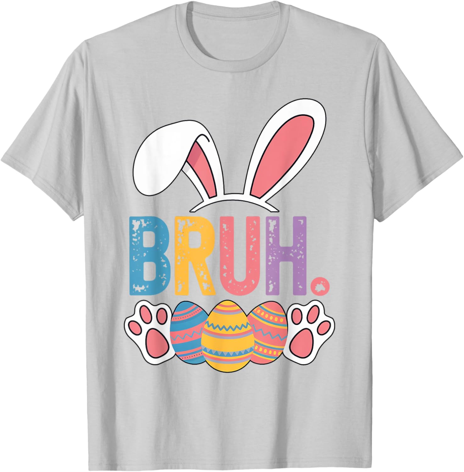 Bruh Meme Easter Day Shirt Bunny Rabbit Eggs Teens Boys Kids T-Shirt