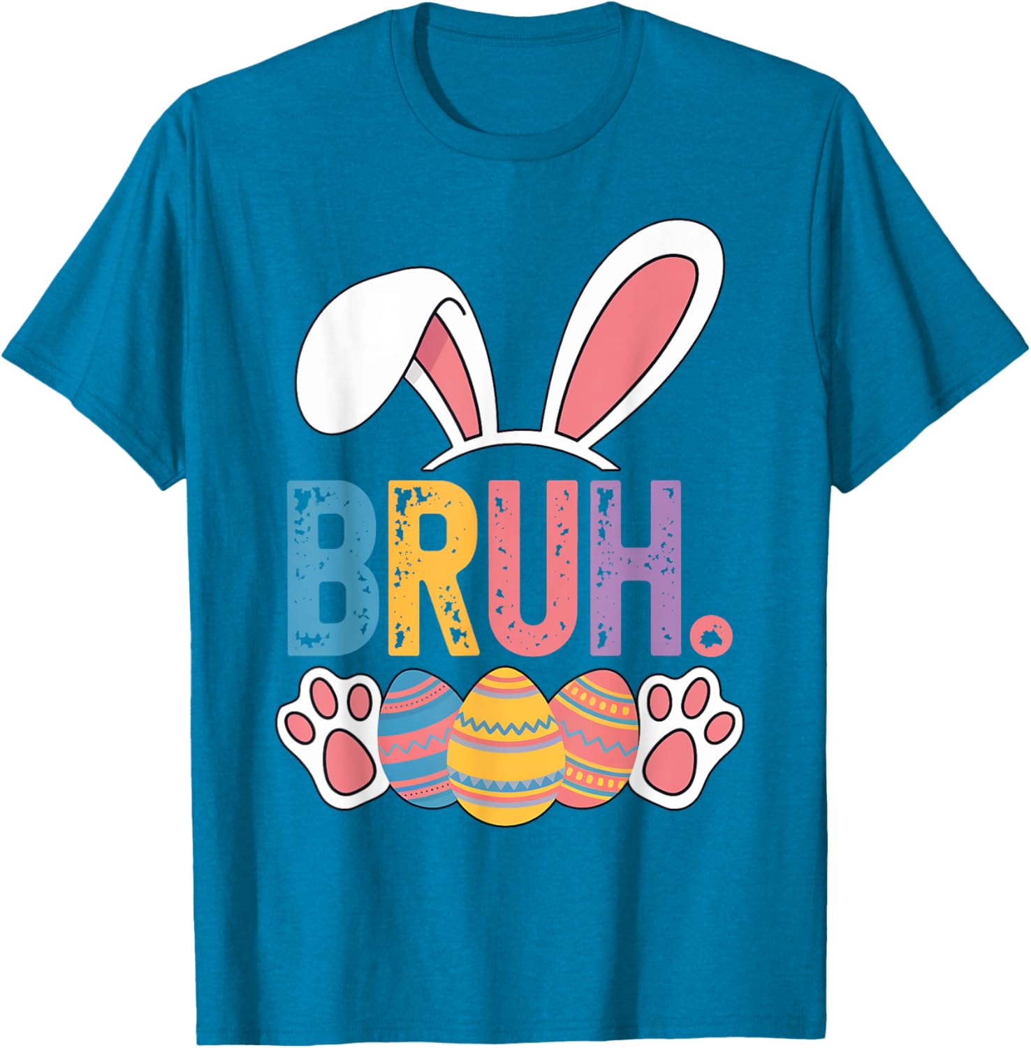 Bruh Meme Easter Day Shirt Bunny Rabbit Eggs Teens Boys Kids T-Shirt