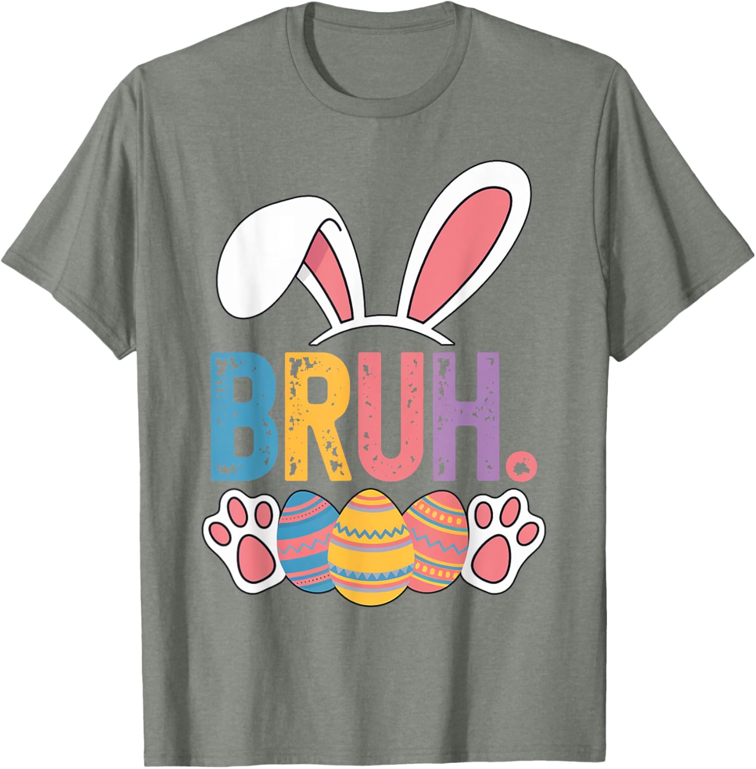 Bruh Meme Easter Day Shirt Bunny Rabbit Eggs Teens Boys Kids T-Shirt